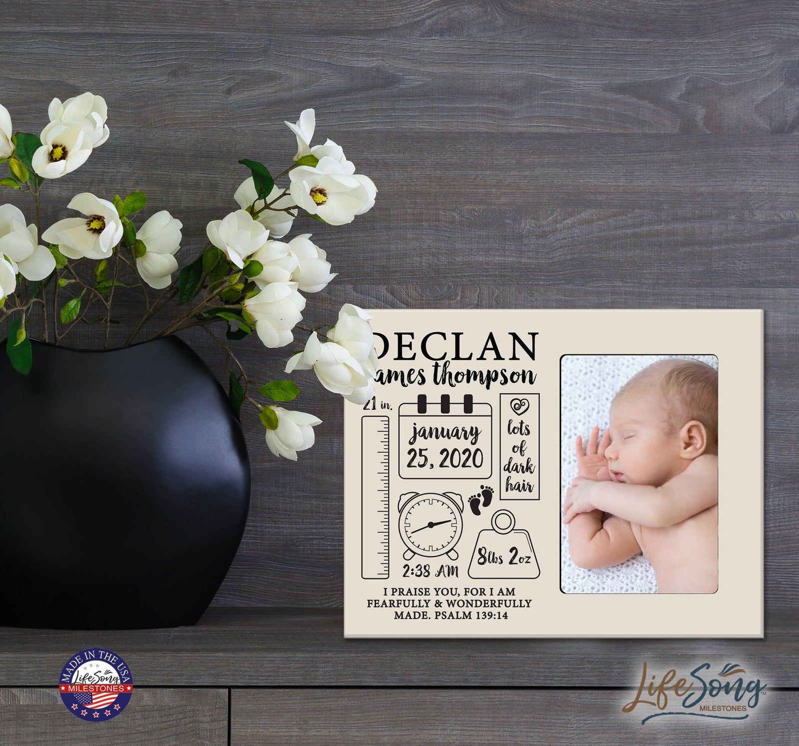 Personalized Nursery Baby Birth Stats Picture Frame - Chalkboard - LifeSong Milestones