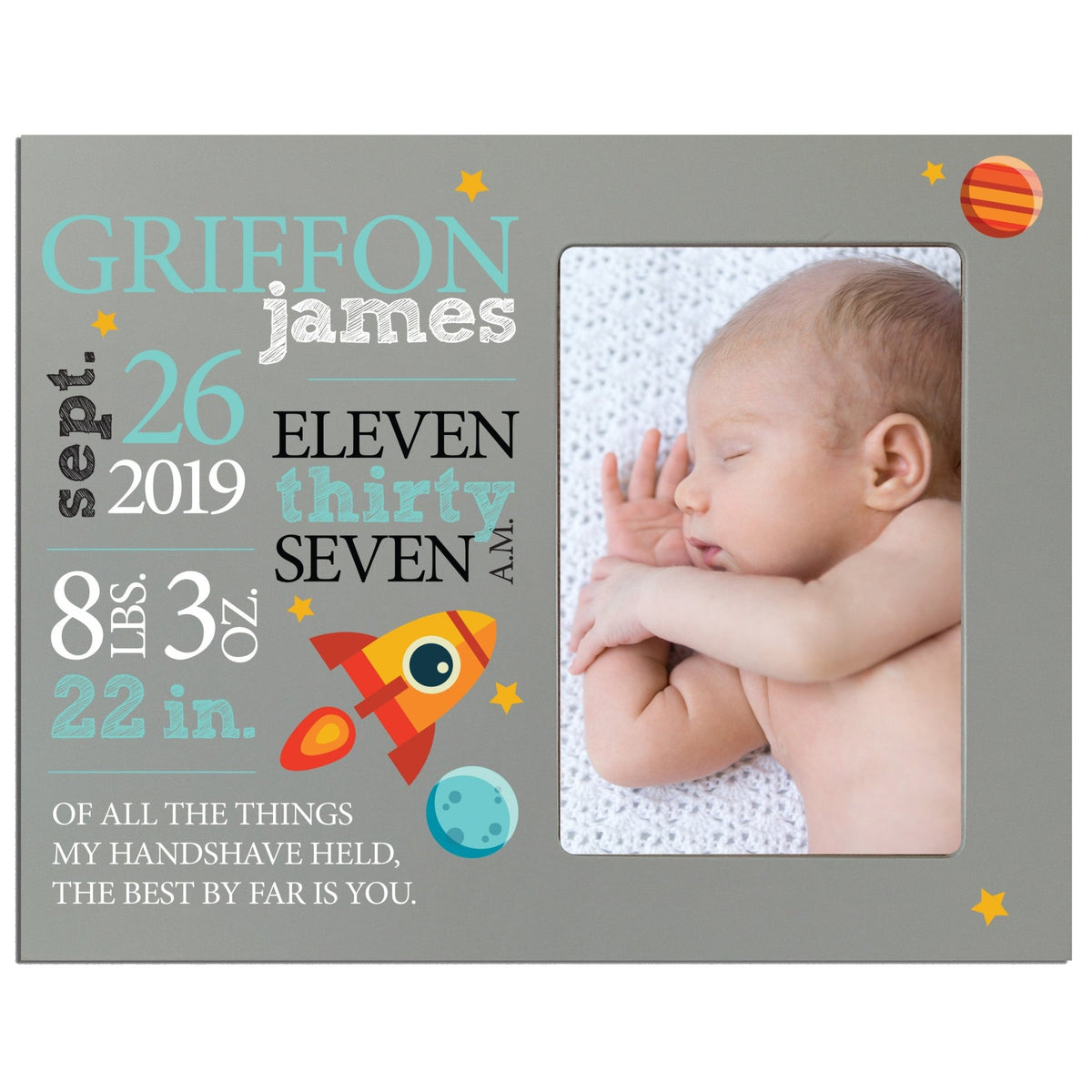 Personalized Nursery Baby Birth Stats Picture Frame - Space - LifeSong Milestones