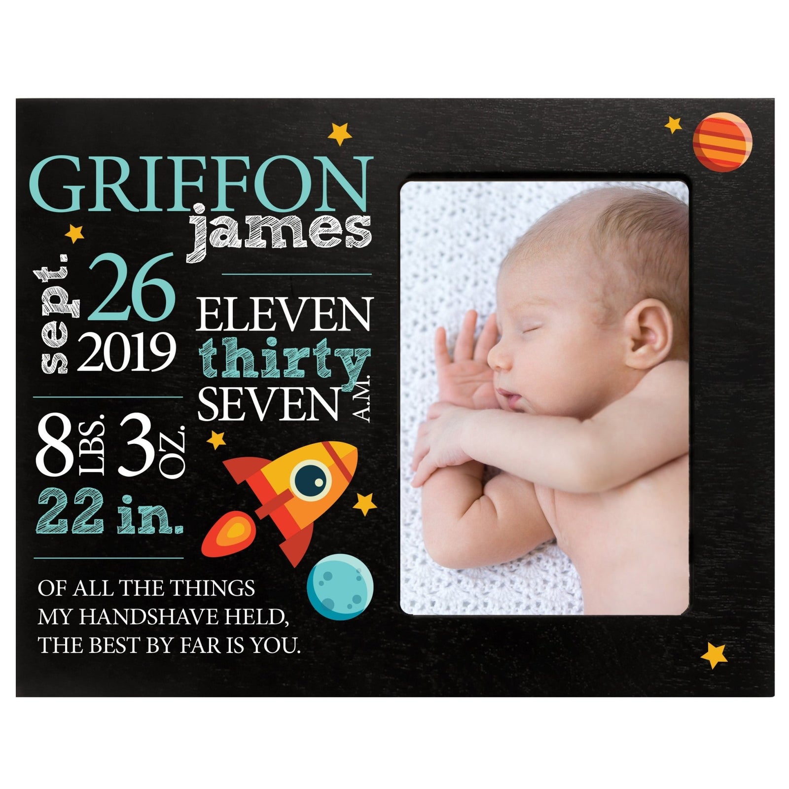 Personalized Nursery Baby Birth Stats Picture Frame - Space - LifeSong Milestones