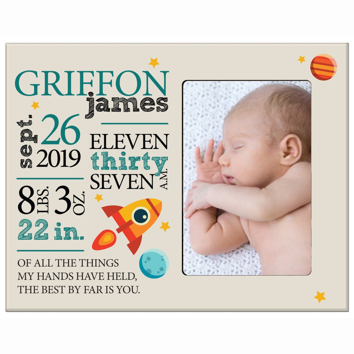 Personalized Nursery Baby Birth Stats Picture Frame - Space - LifeSong Milestones