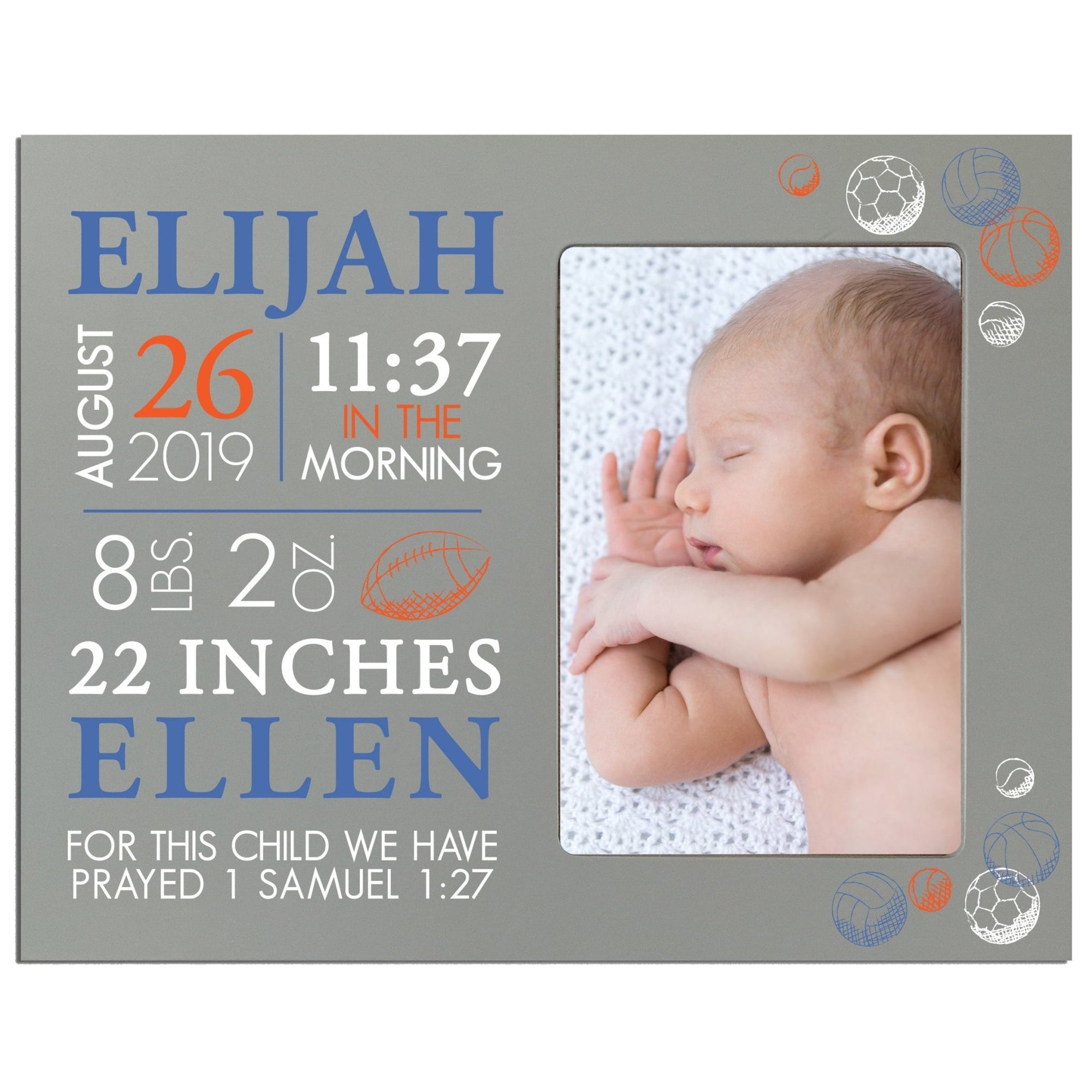 Personalized Nursery Baby Birth Stats Picture Frame - Sports - LifeSong Milestones