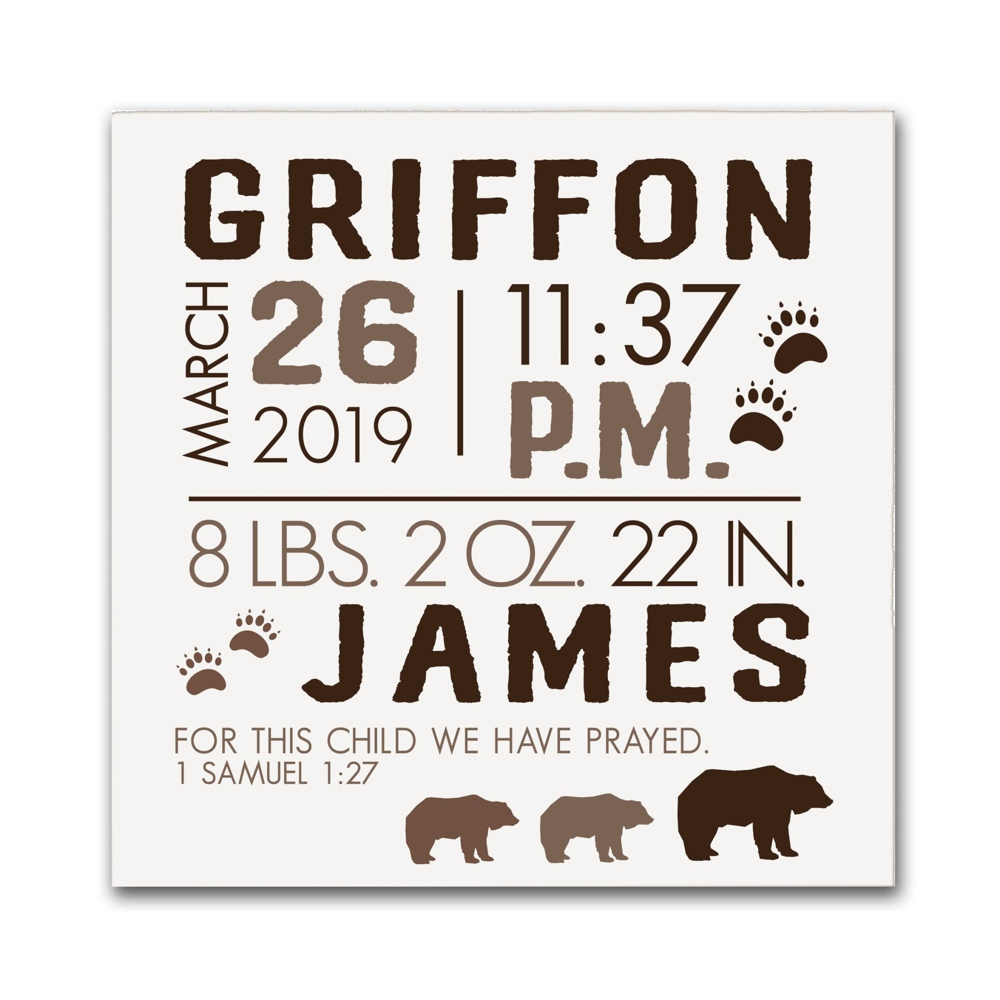 Personalized Nursery Shadow Box Gift for Boys And Girls - Bears - LifeSong Milestones