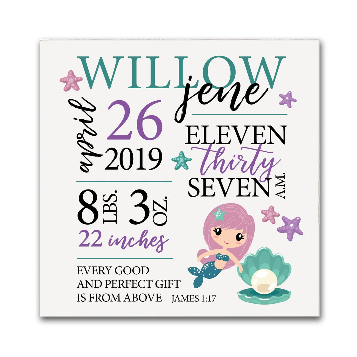 Personalized Nursery Shadow Box Gift for Boys And Girls - Mermaid - LifeSong Milestones