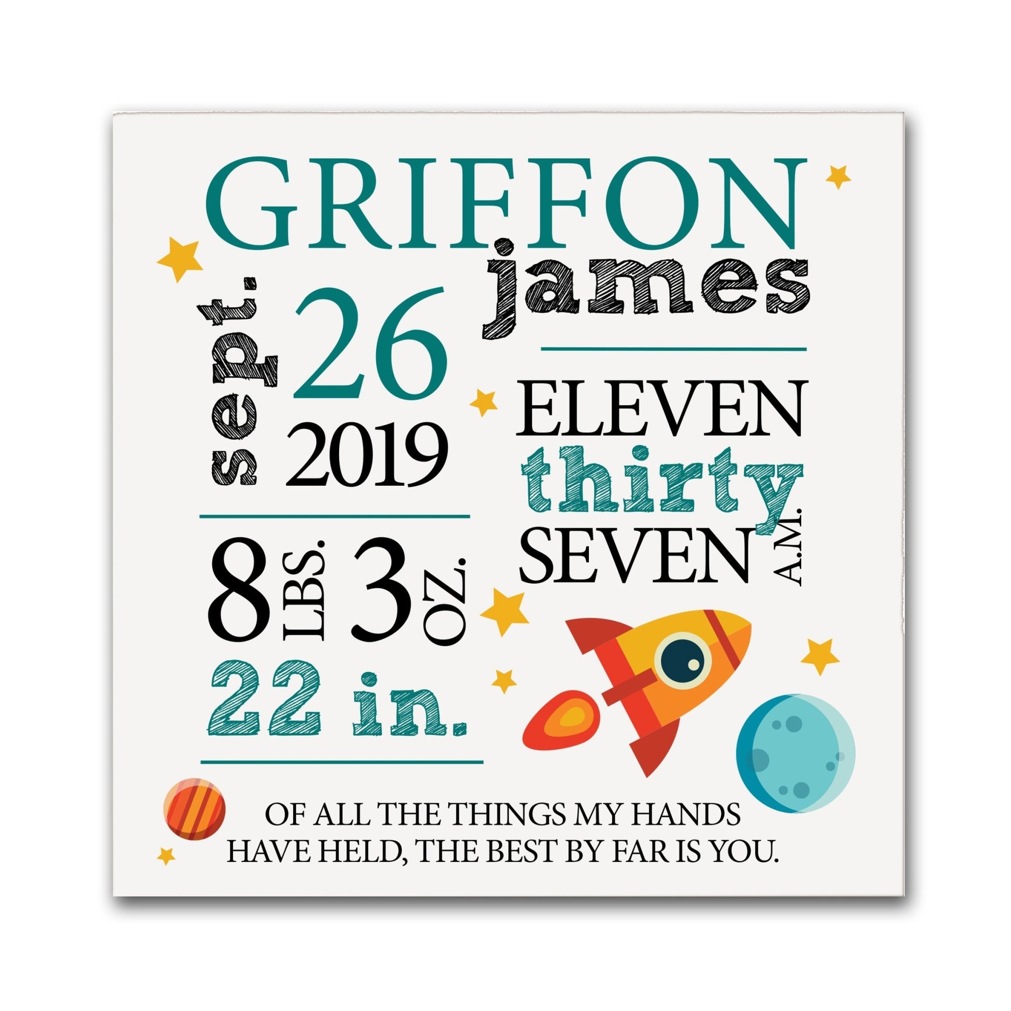 Personalized Nursery Shadow Box Gift for Boys And Girls - Space - LifeSong Milestones