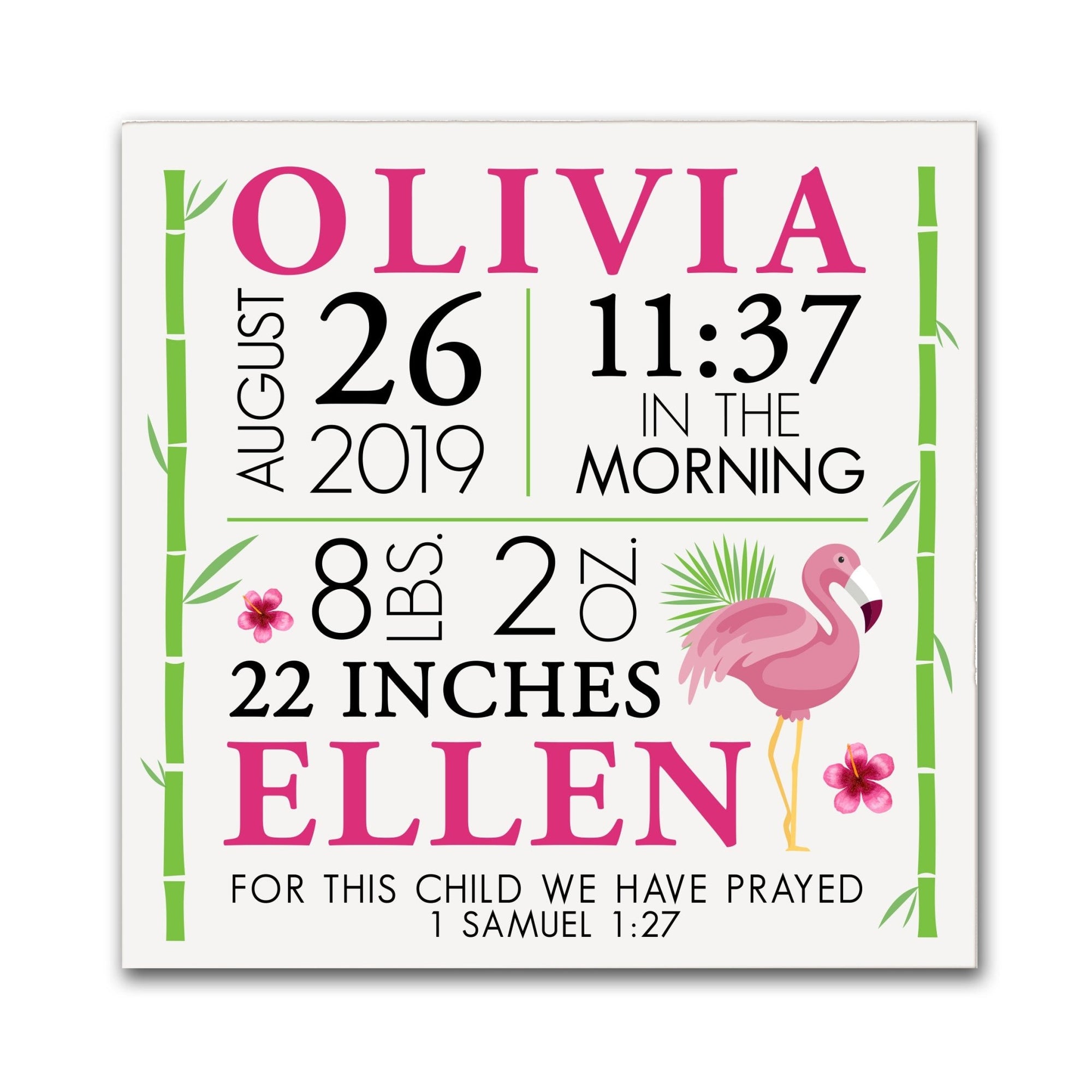 Personalized Nursery Shadow Box Gift for Boys And Girls - Tropical - LifeSong Milestones