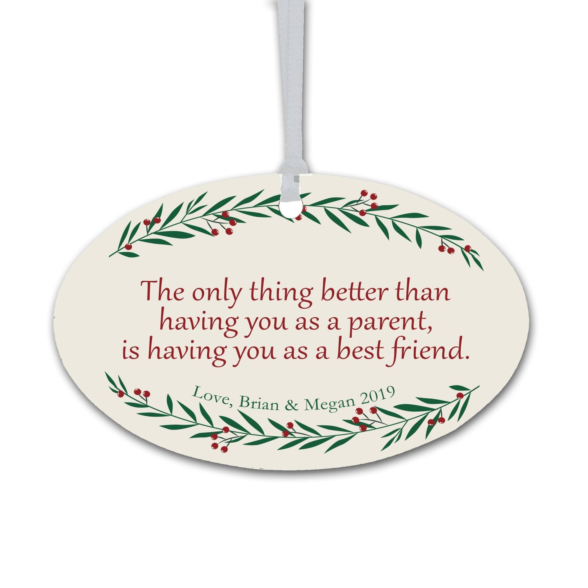 Personalized Parent Christmas Ornaments - Oval Garland - LifeSong Milestones