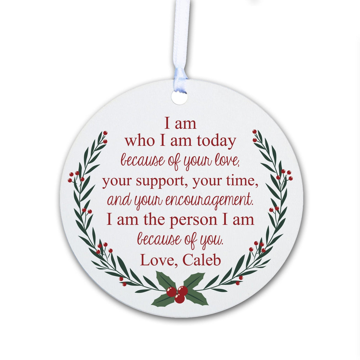 Personalized Parent Christmas Ornaments - Round Wreath - LifeSong Milestones