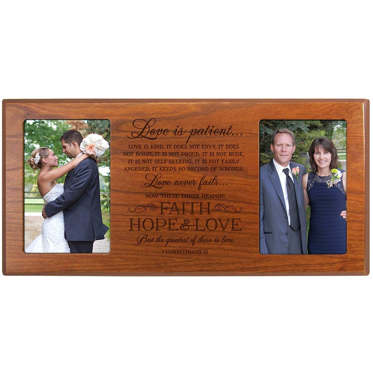 Personalized Parent Wedding 2 Photo Picture Frame Gift Idea "Love is Patient" - LifeSong Milestones