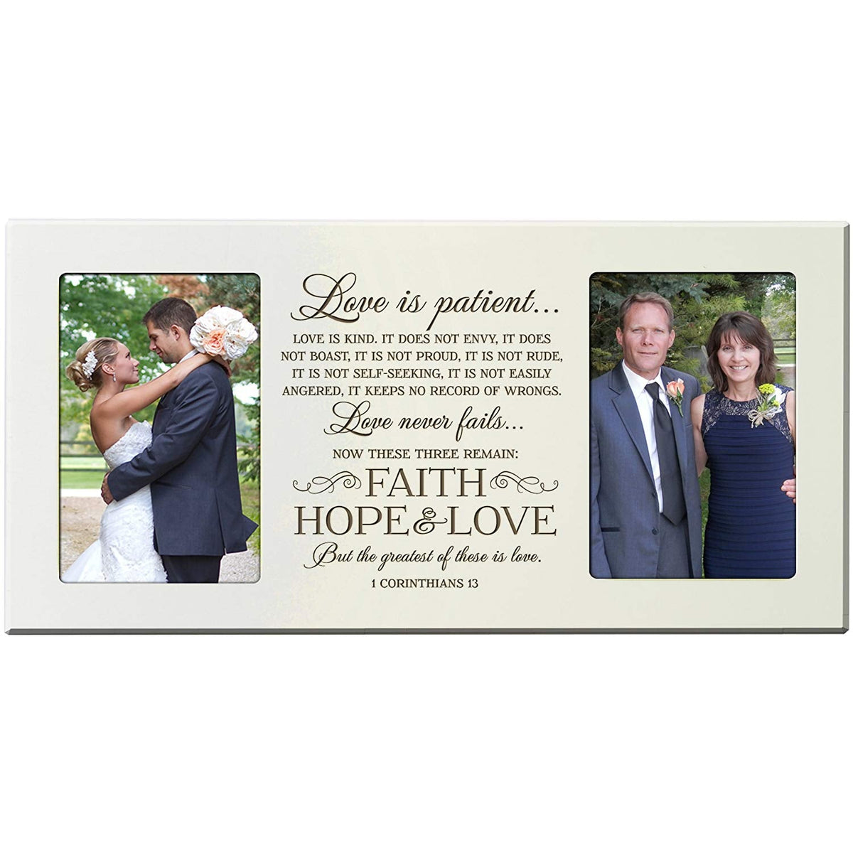 Personalized Parent Wedding 2 Photo Picture Frame Gift Idea &quot;Love is Patient&quot; - LifeSong Milestones