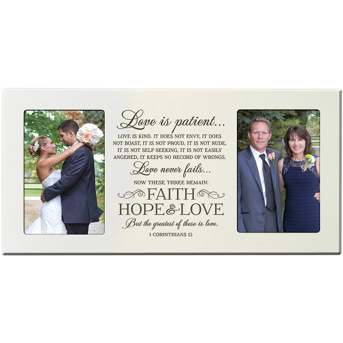 Personalized Parent Wedding 2 Photo Picture Frame Gift Idea "Love is Patient" - LifeSong Milestones