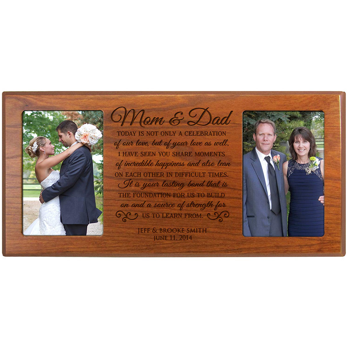 Personalized Parent Wedding Double Picture Frame Gift - Mom &amp; Dad - LifeSong Milestones