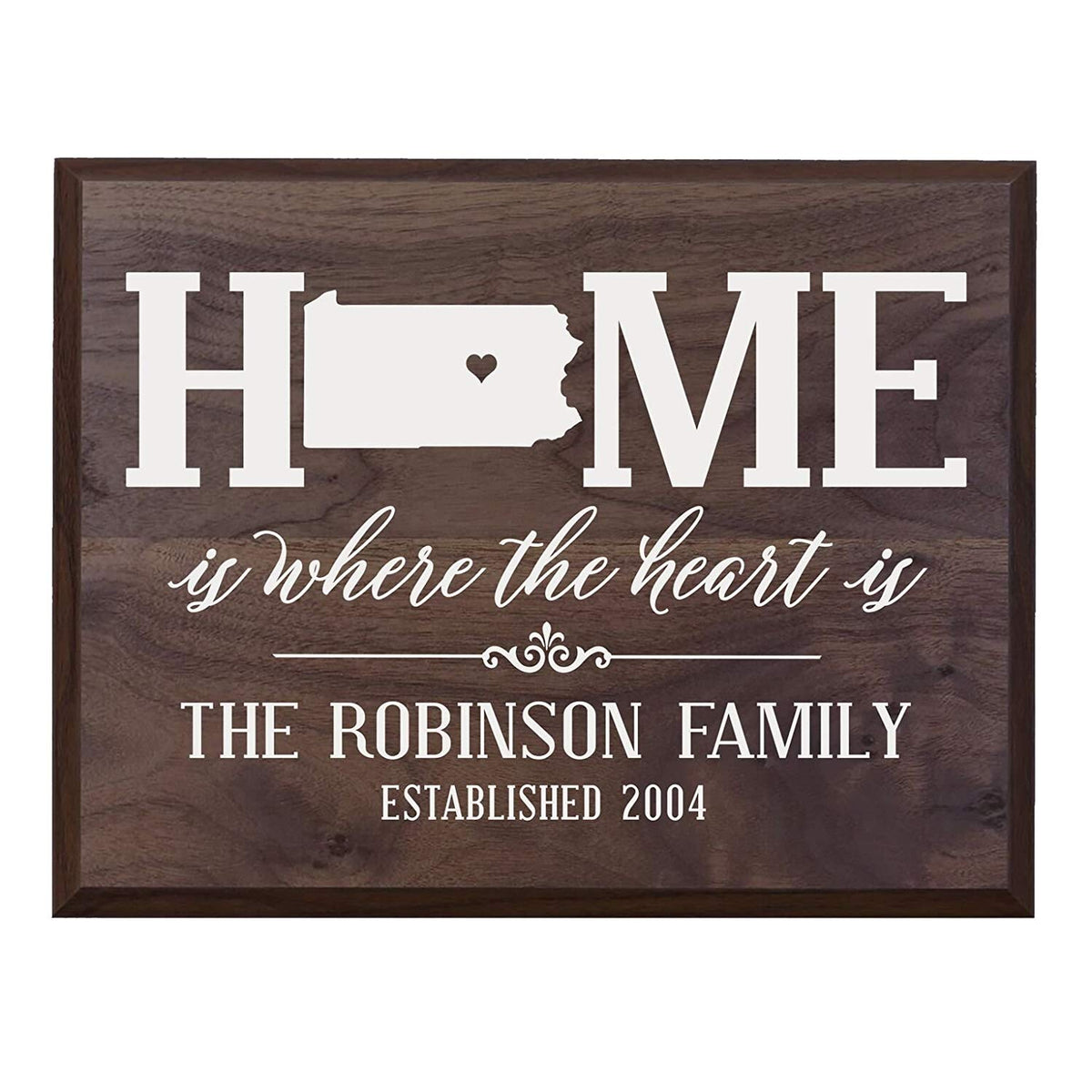 Personalized Pennsylvania State Home is Where the heart is Sign - LifeSong Milestones