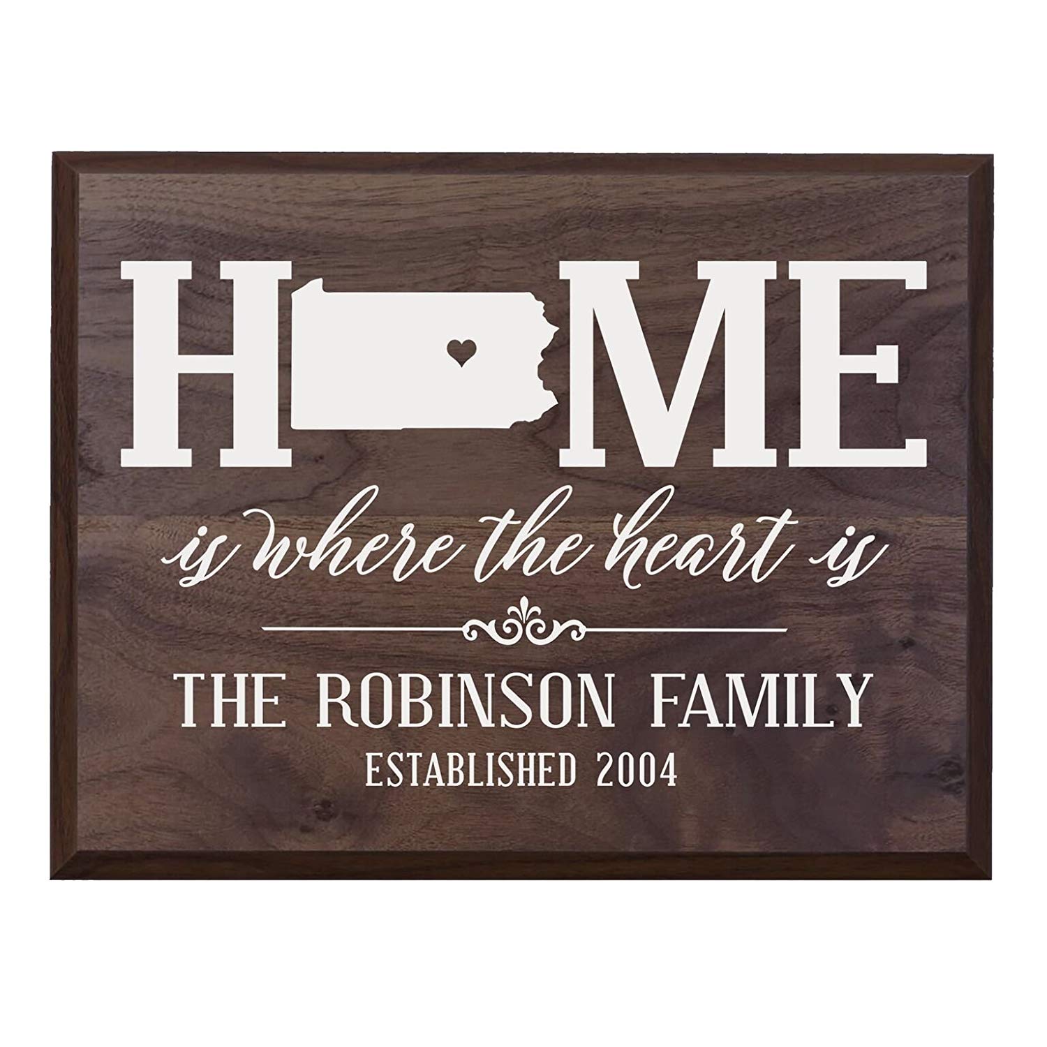 Personalized Pennsylvania State Home is Where the heart is Sign - LifeSong Milestones