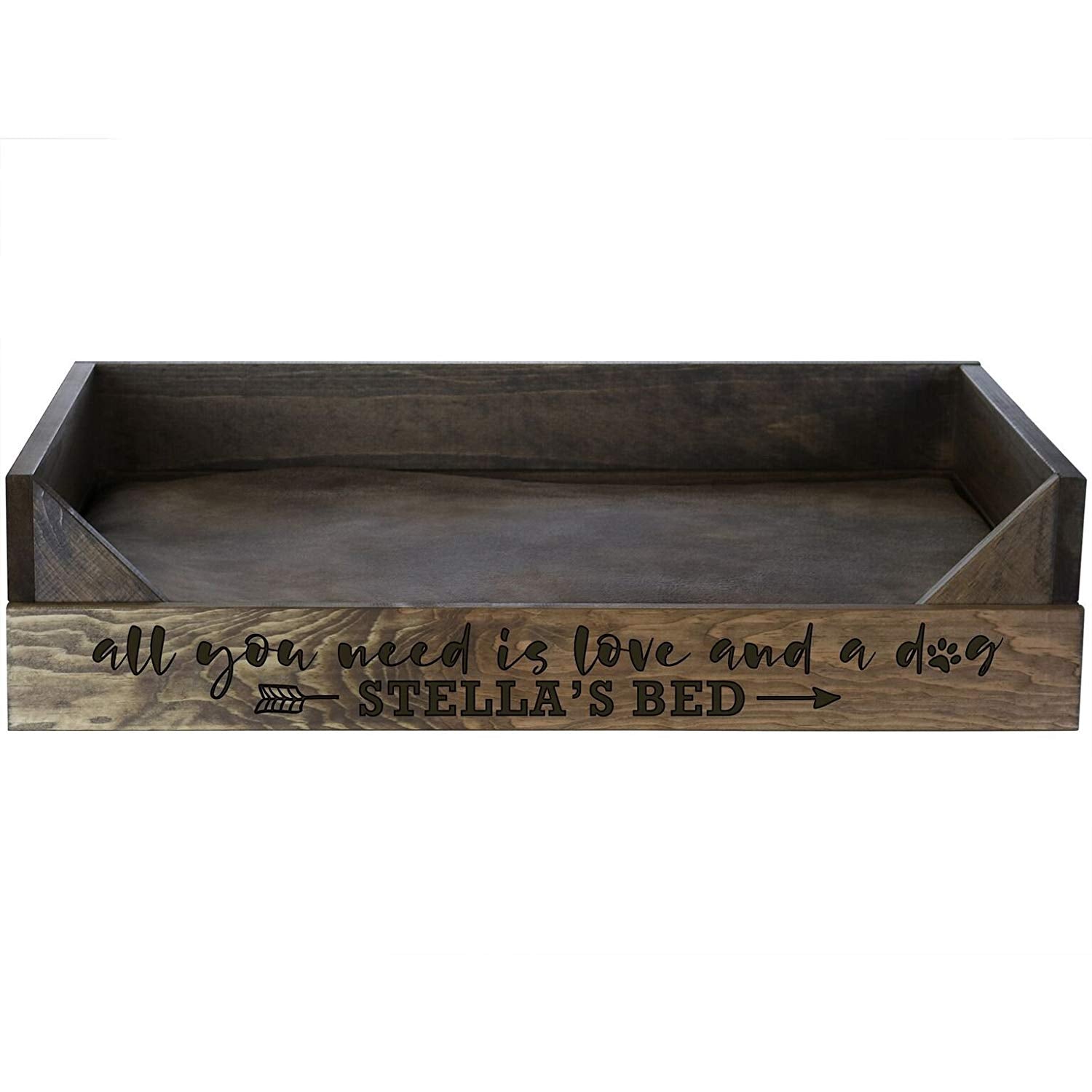 Personalized Pet Bed - Walnut And White Distressed - LifeSong Milestones