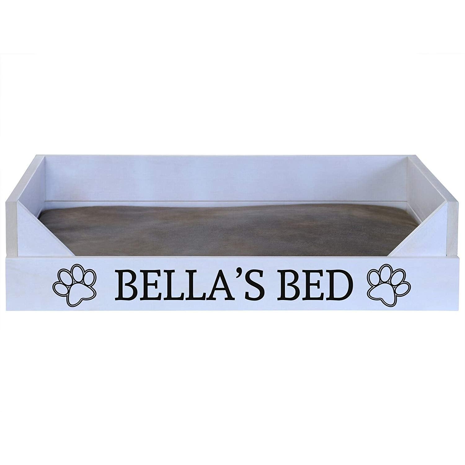 Personalized Pet Bed - Walnut And White Distressed - LifeSong Milestones