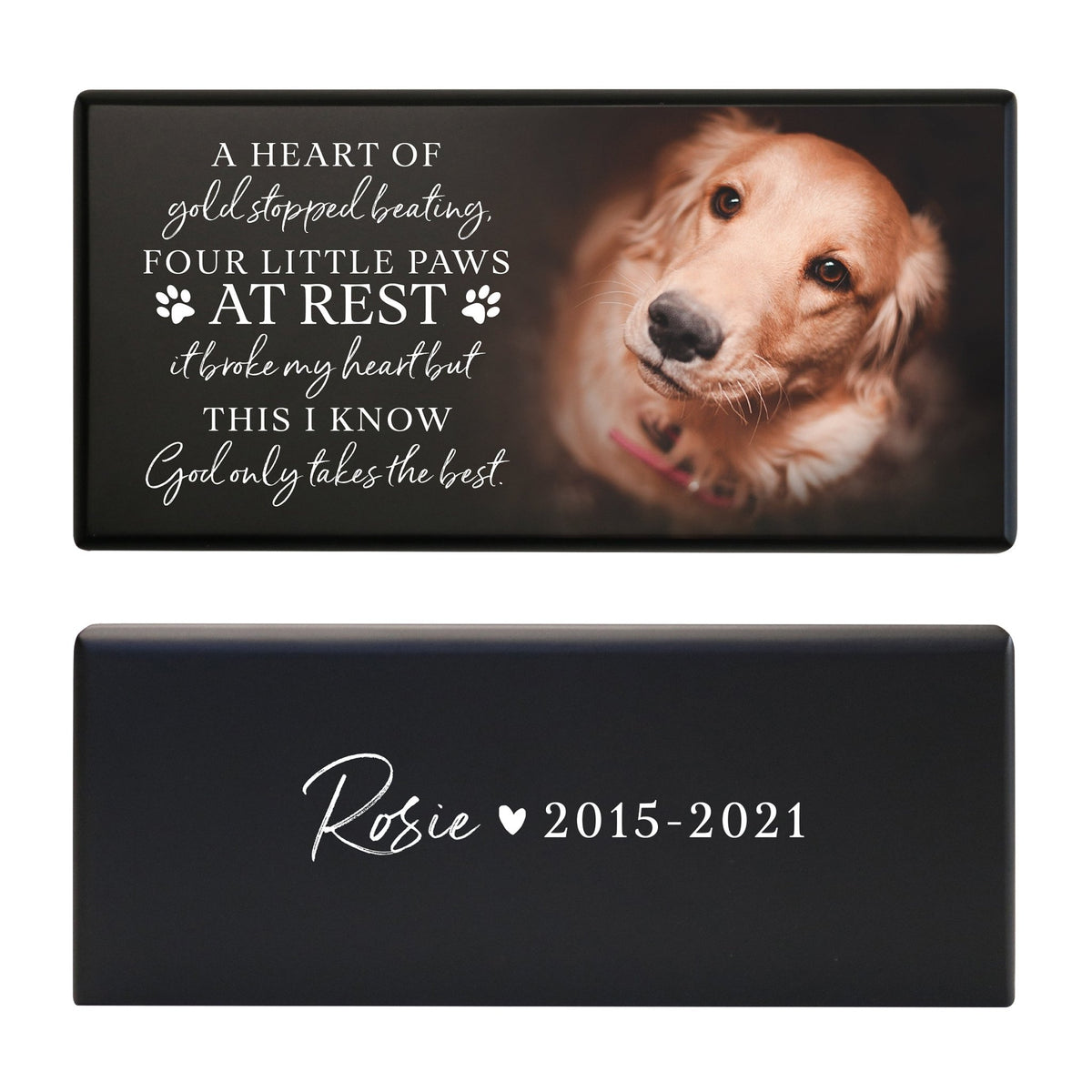 Personalized Pet Cremation Urn for Dogs and Cats - Memorial Box for Ashes - A Heart Of Gold - LifeSong Milestones
