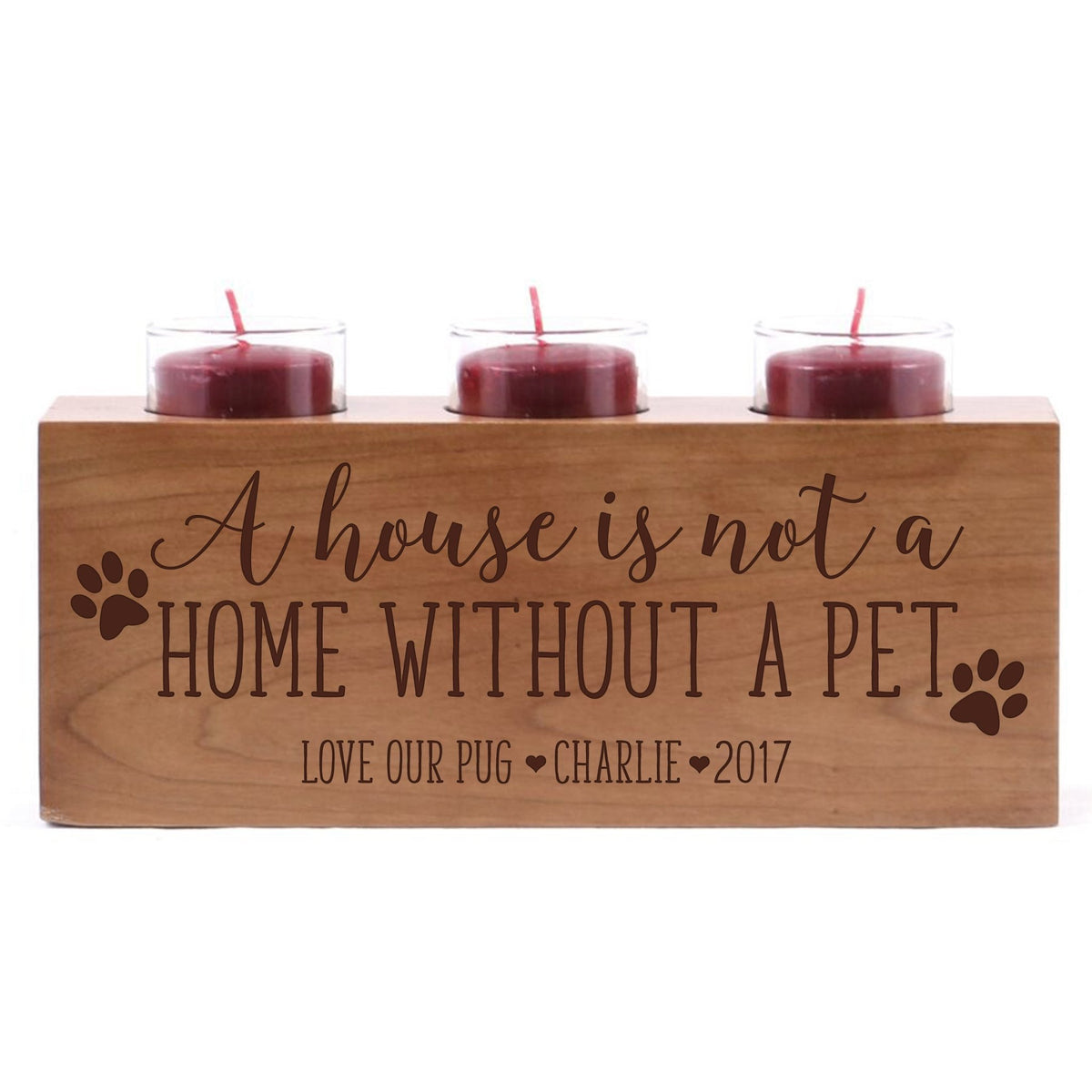 Personalized Pet Everyday Cherry Candle Holder - A House Is Not - LifeSong Milestones