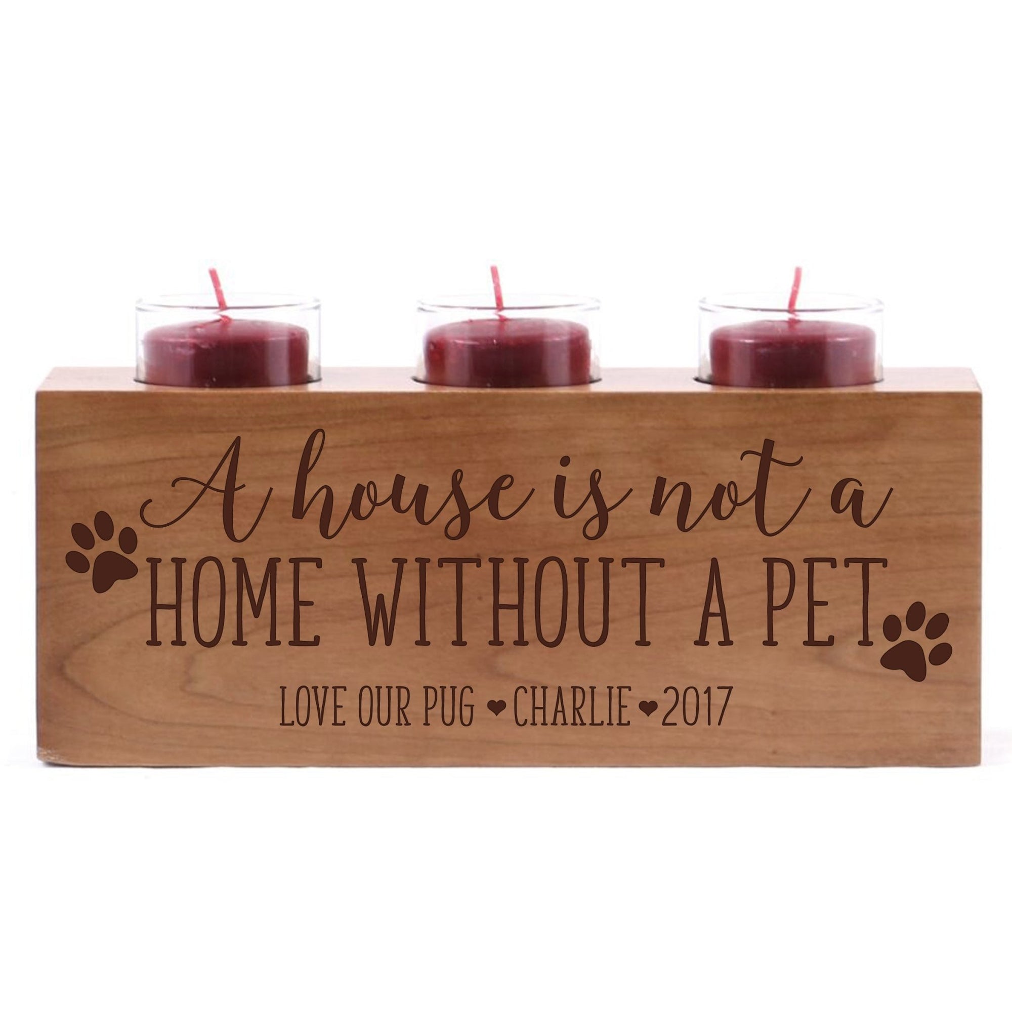 Personalized Pet Everyday Cherry Candle Holder - A House Is Not - LifeSong Milestones