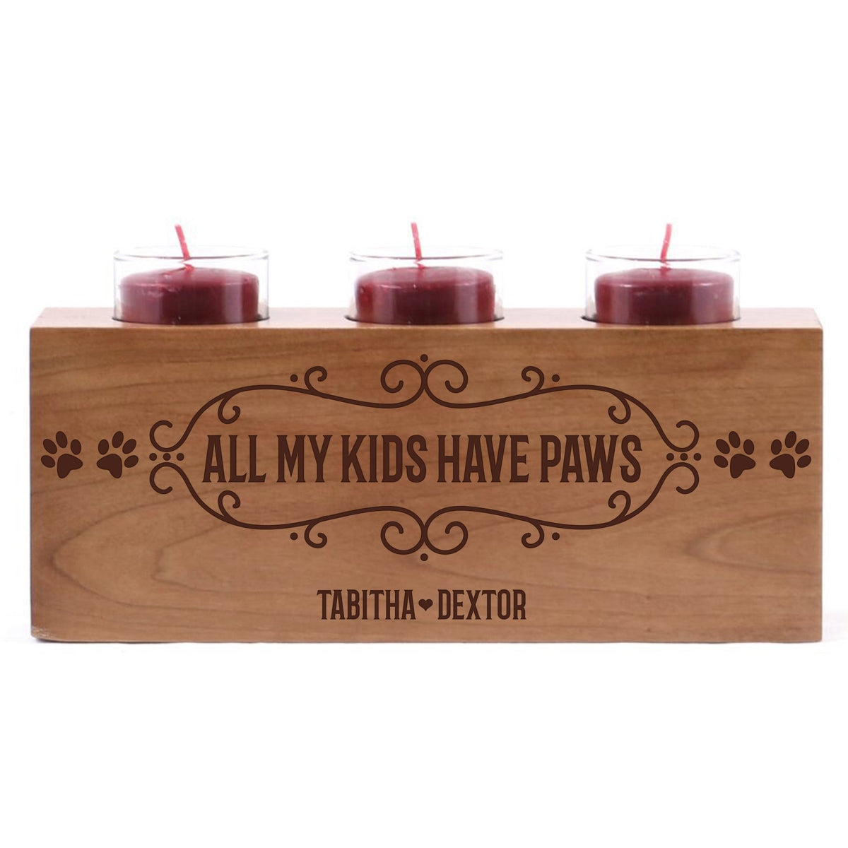 Personalized Pet Everyday Cherry Candle Holder - My Kids Have Paws - LifeSong Milestones