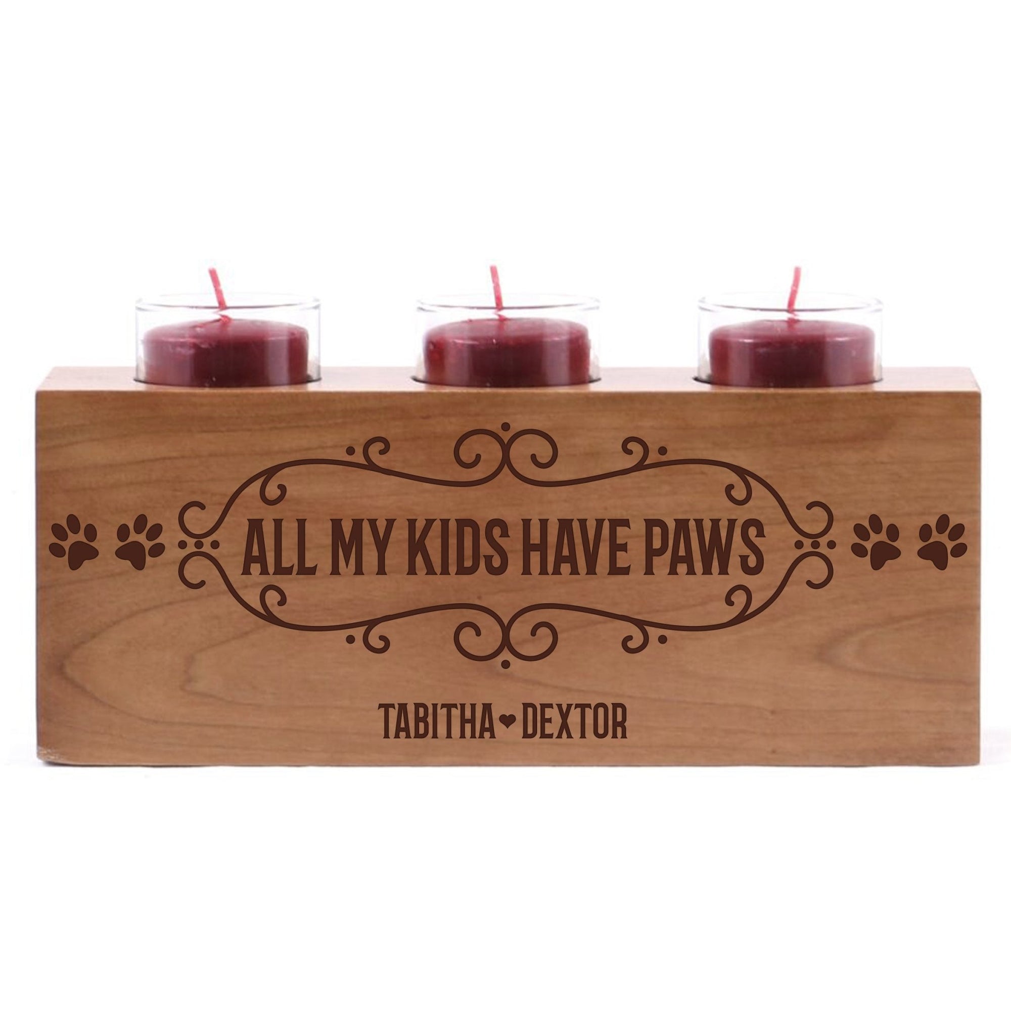 Personalized Pet Everyday Cherry Candle Holder - My Kids Have Paws - LifeSong Milestones