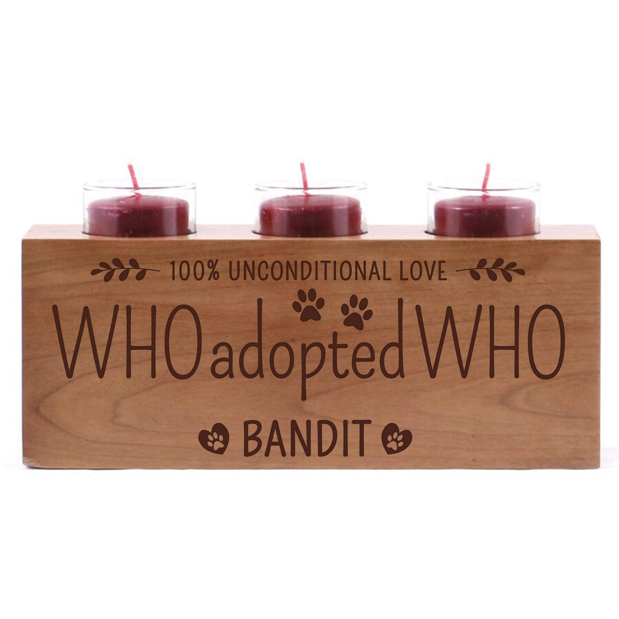 Personalized Pet Everyday Cherry Candle Holder - Who Adopted Who - LifeSong Milestones