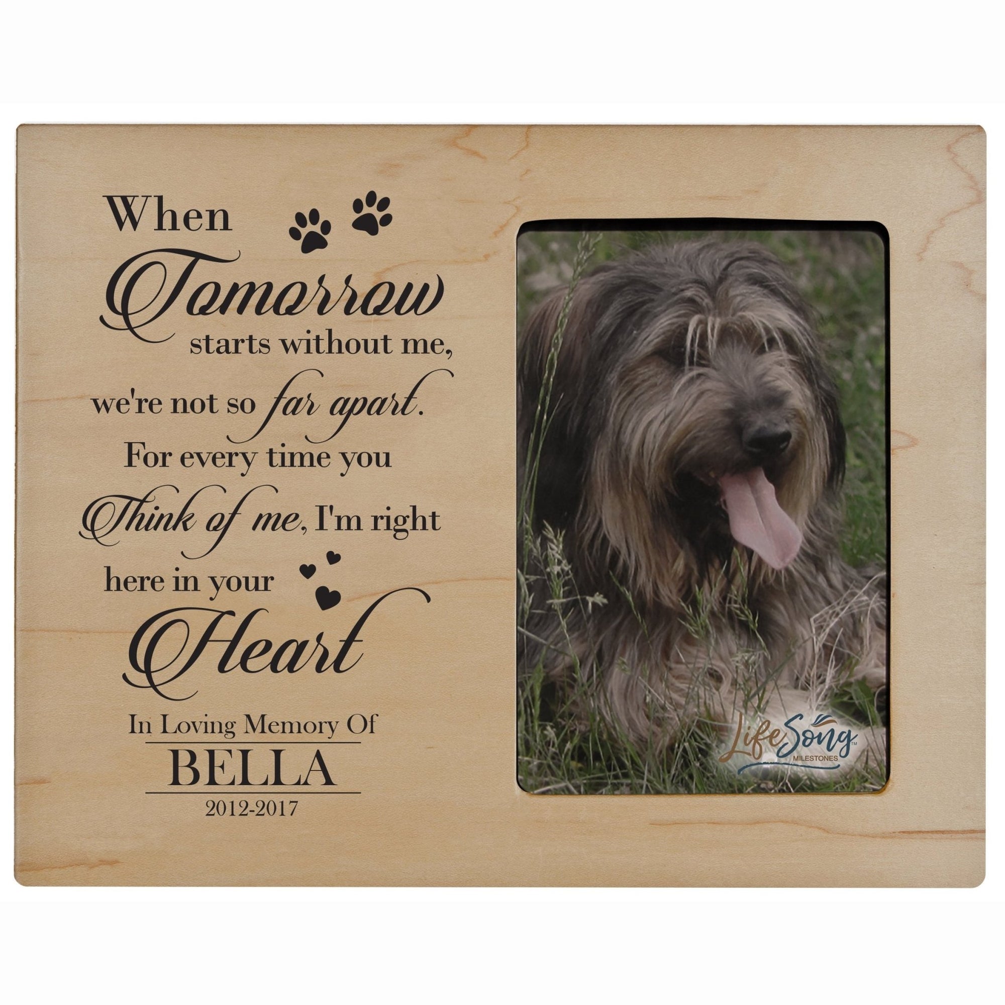 Personalized Pet Memorial Photo Frame - When Tomorrow Starts - LifeSong Milestones