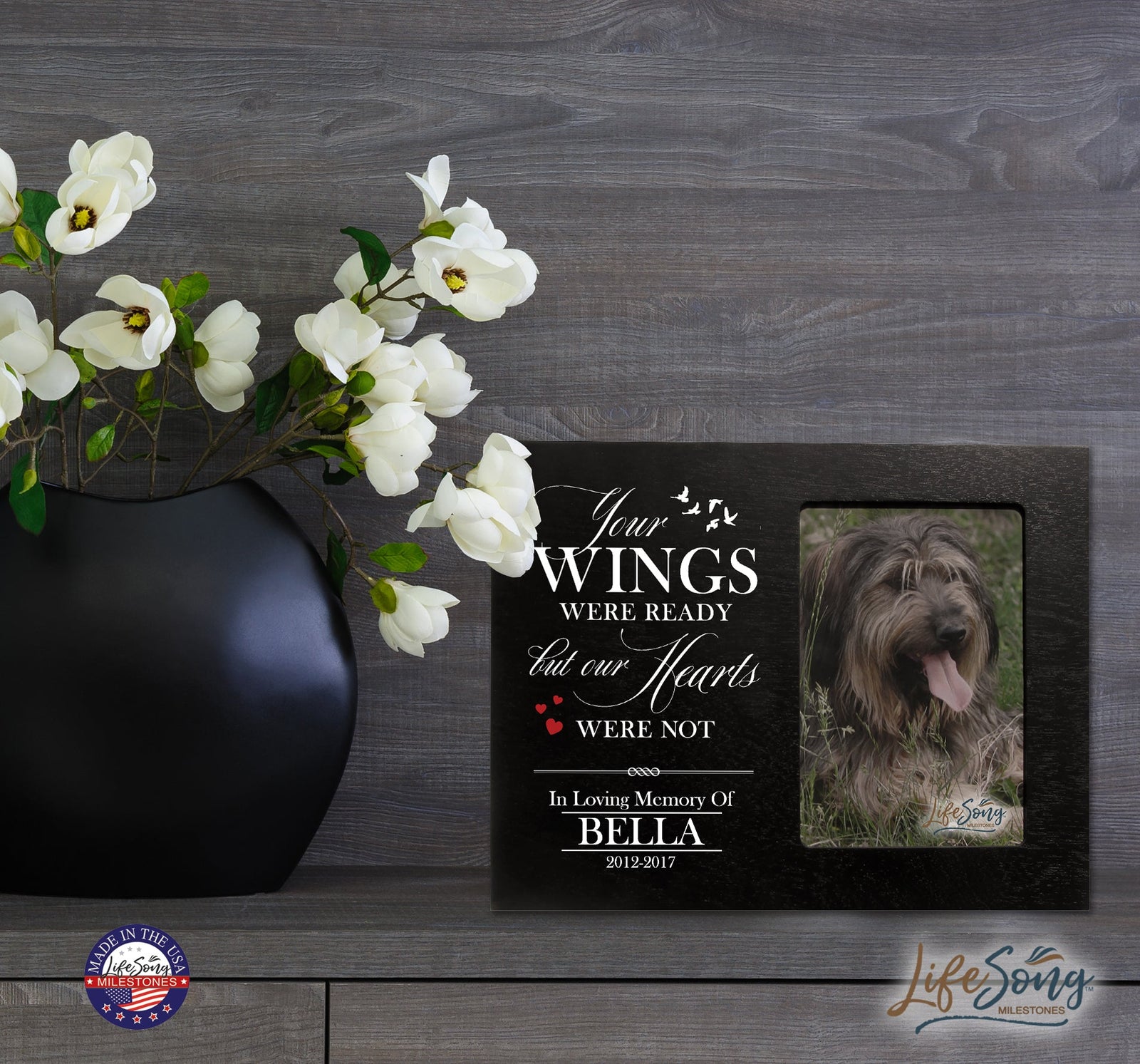 Personalized Pet Memorial Photo Frame - Your Wings Were Ready - LifeSong Milestones