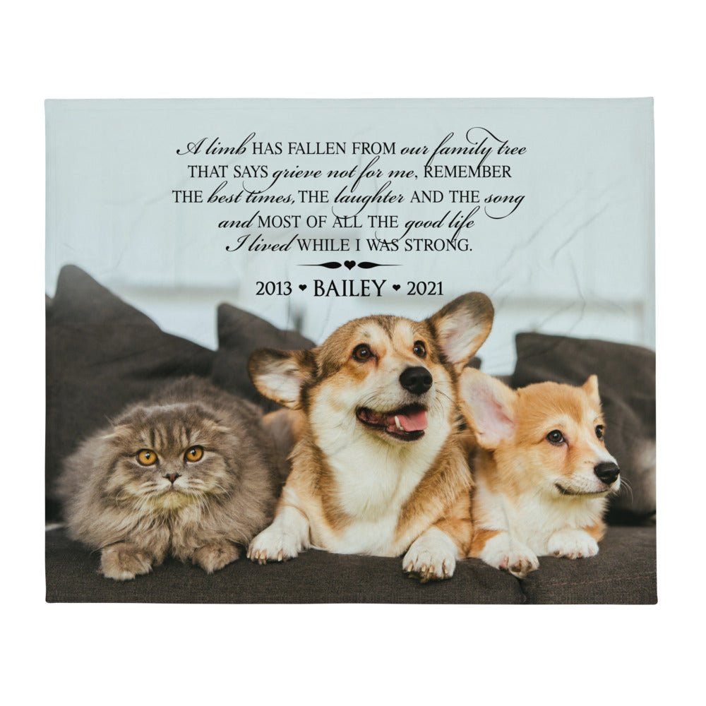 Personalized Pet Memorial Printed Throw Blanket - A Limb Has Fallen From Our Family Tree - LifeSong Milestones