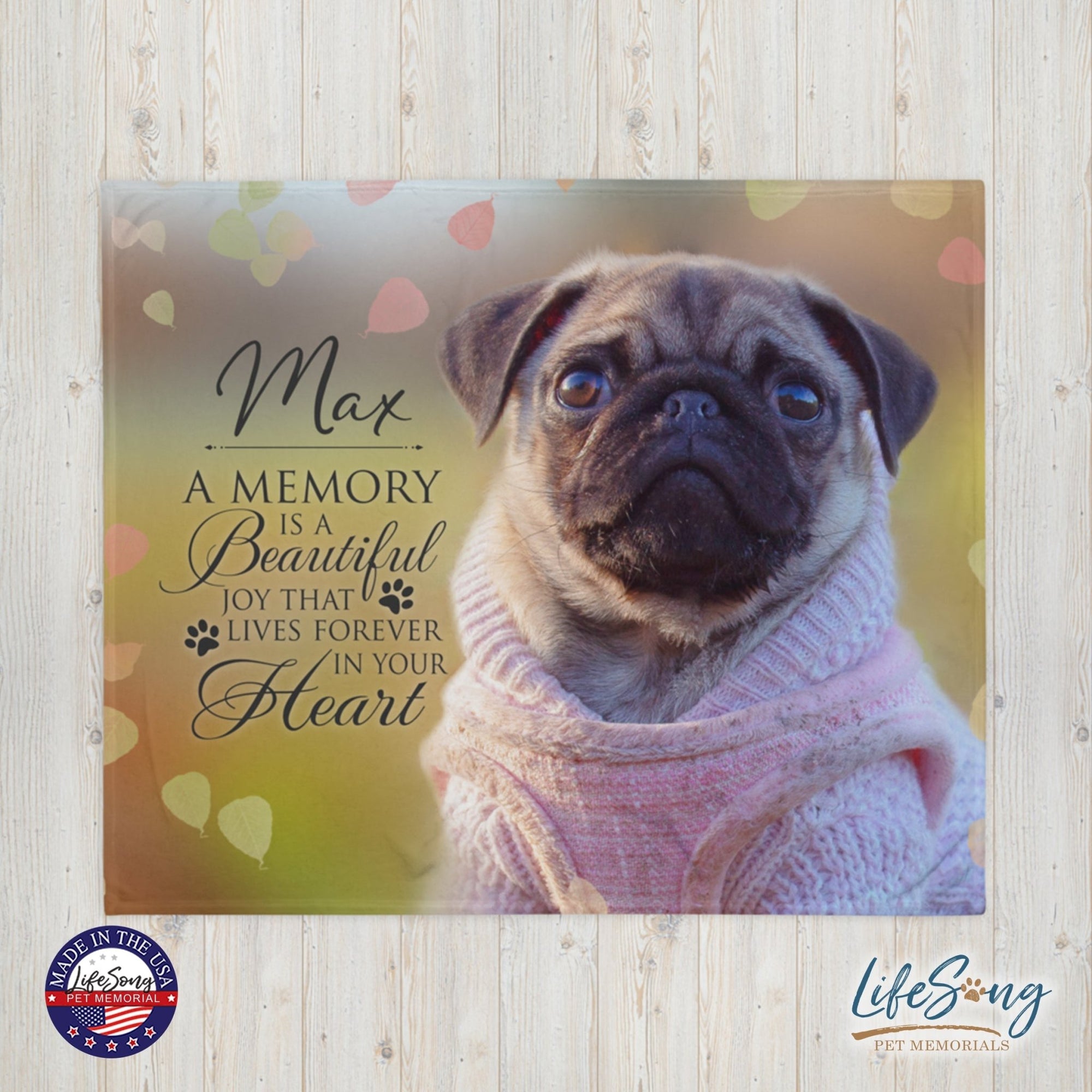Personalized Pet Memorial Printed Throw Blanket - A Memory Is A Beautiful Joy - LifeSong Milestones