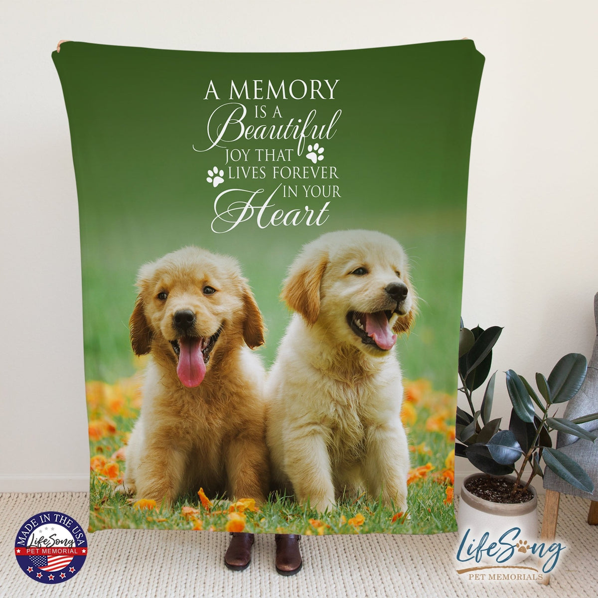 Personalized Pet Memorial Printed Throw Blanket - A Memory Is A Beautiful Joy - LifeSong Milestones