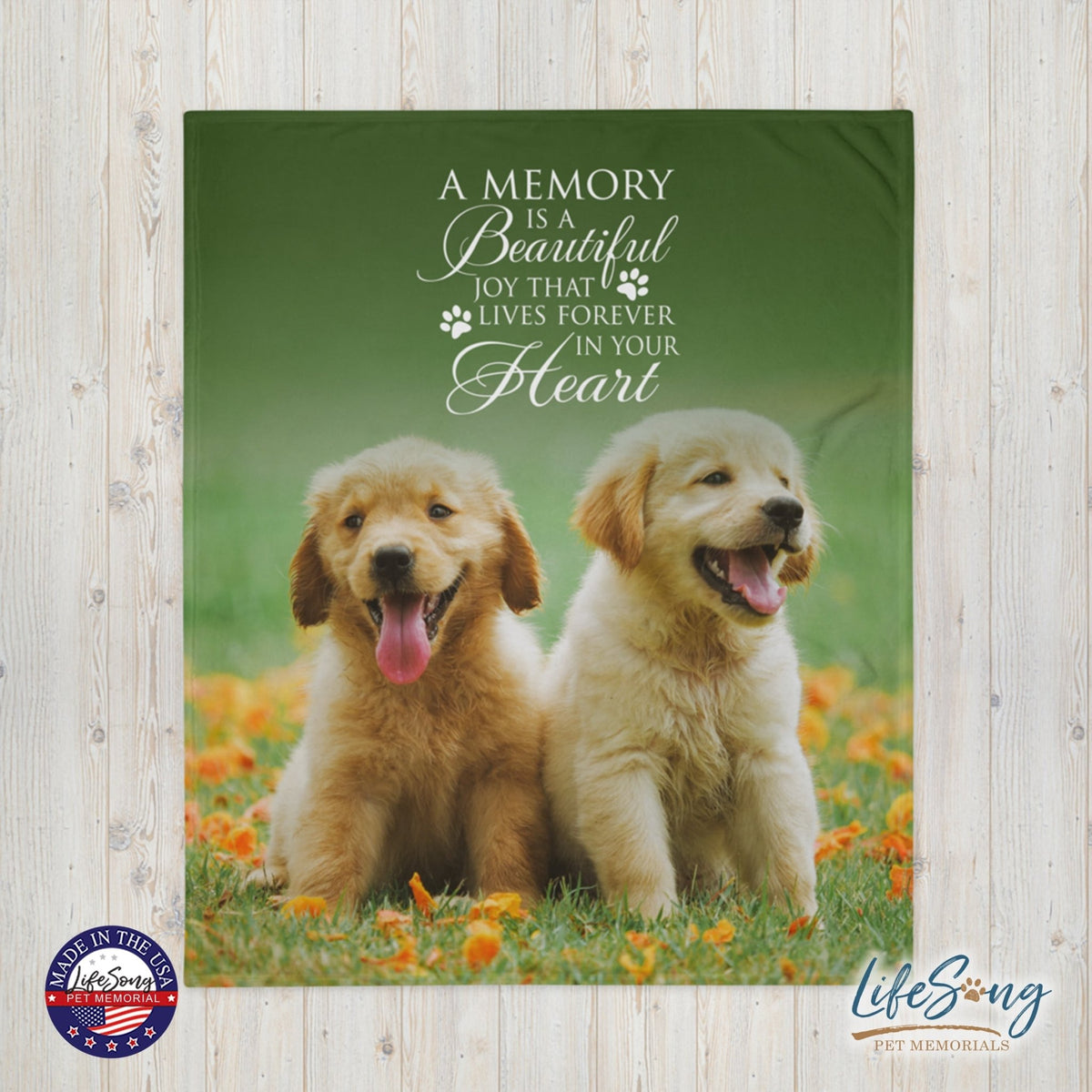 Personalized Pet Memorial Printed Throw Blanket - A Memory Is A Beautiful Joy - LifeSong Milestones
