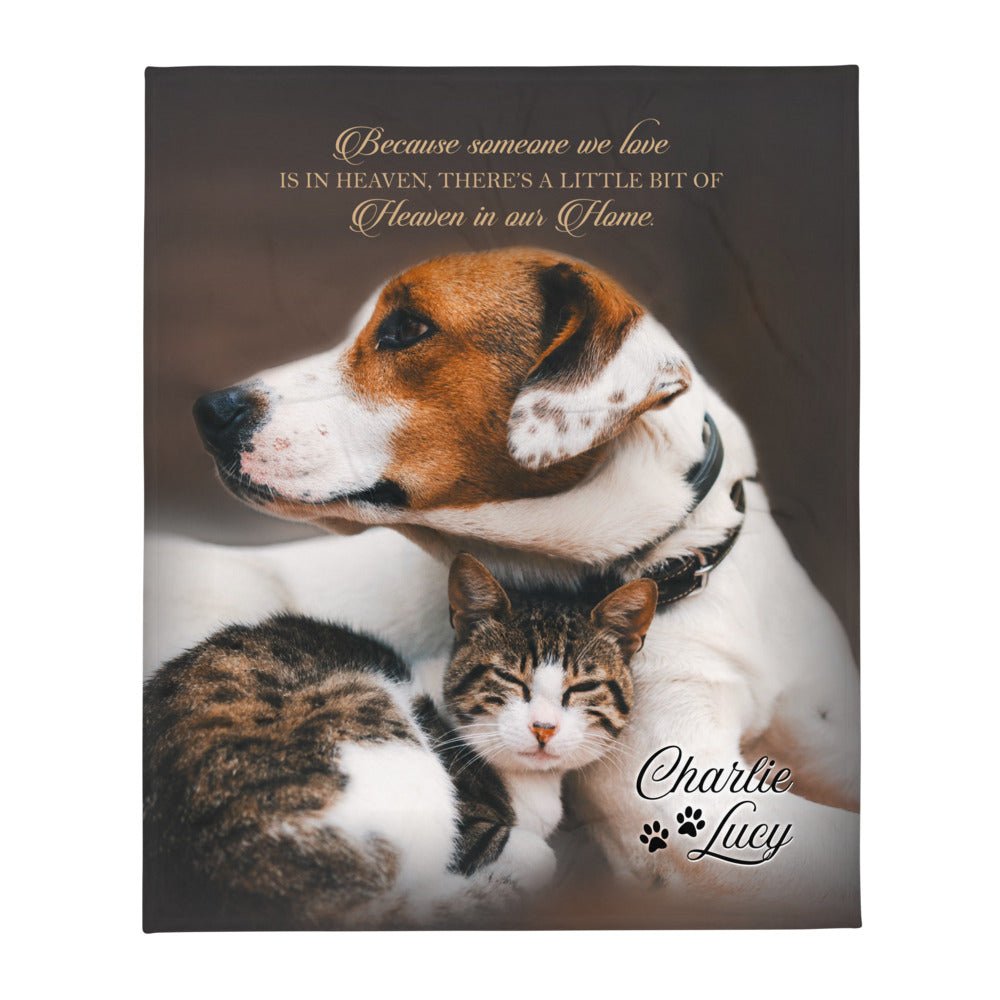 Personalized Pet Memorial Printed Throw Blanket - Because Someone We Love Is In Heaven - LifeSong Milestones