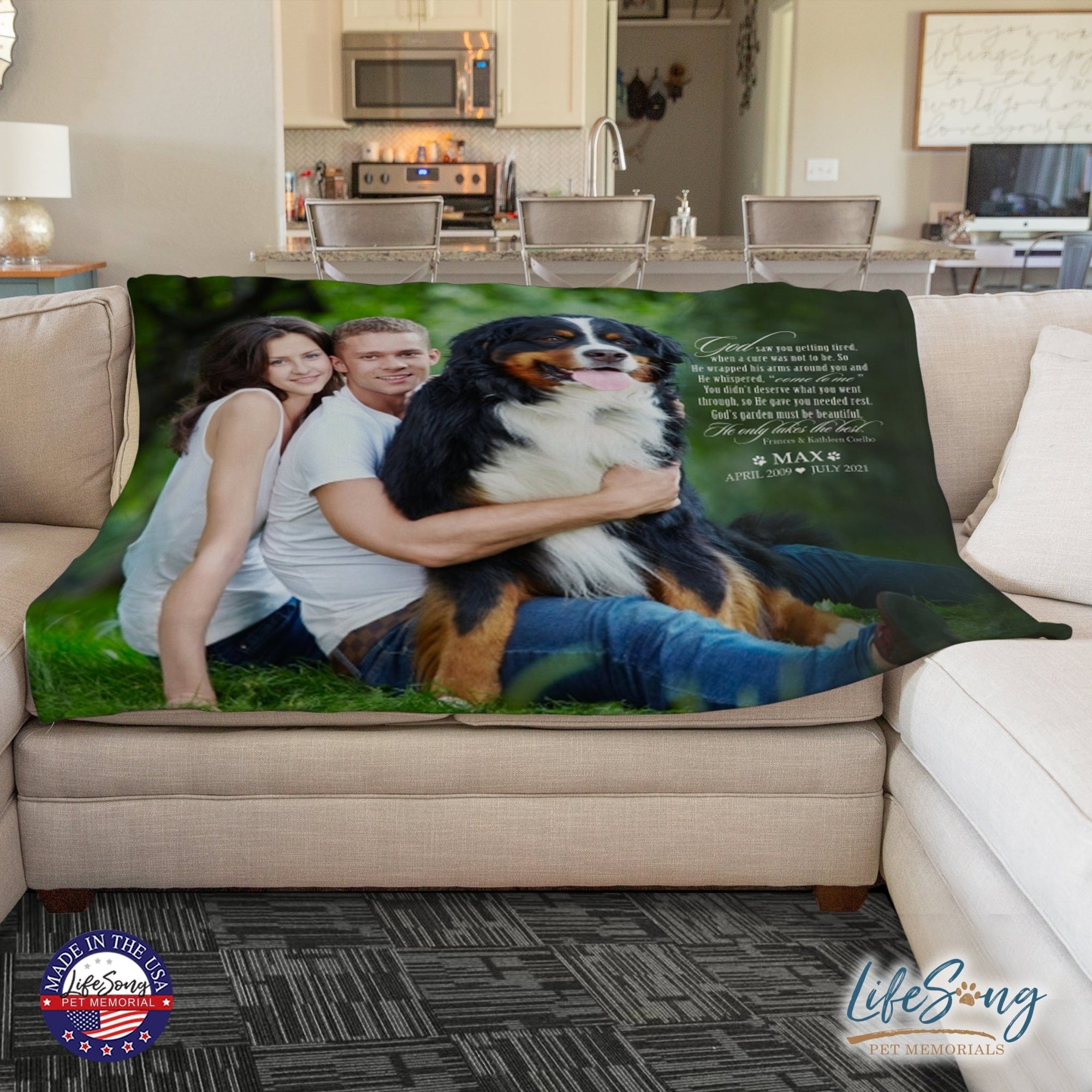 Personalized Pet Memorial Printed Throw Blanket - God Saw You Getting Tired - LifeSong Milestones