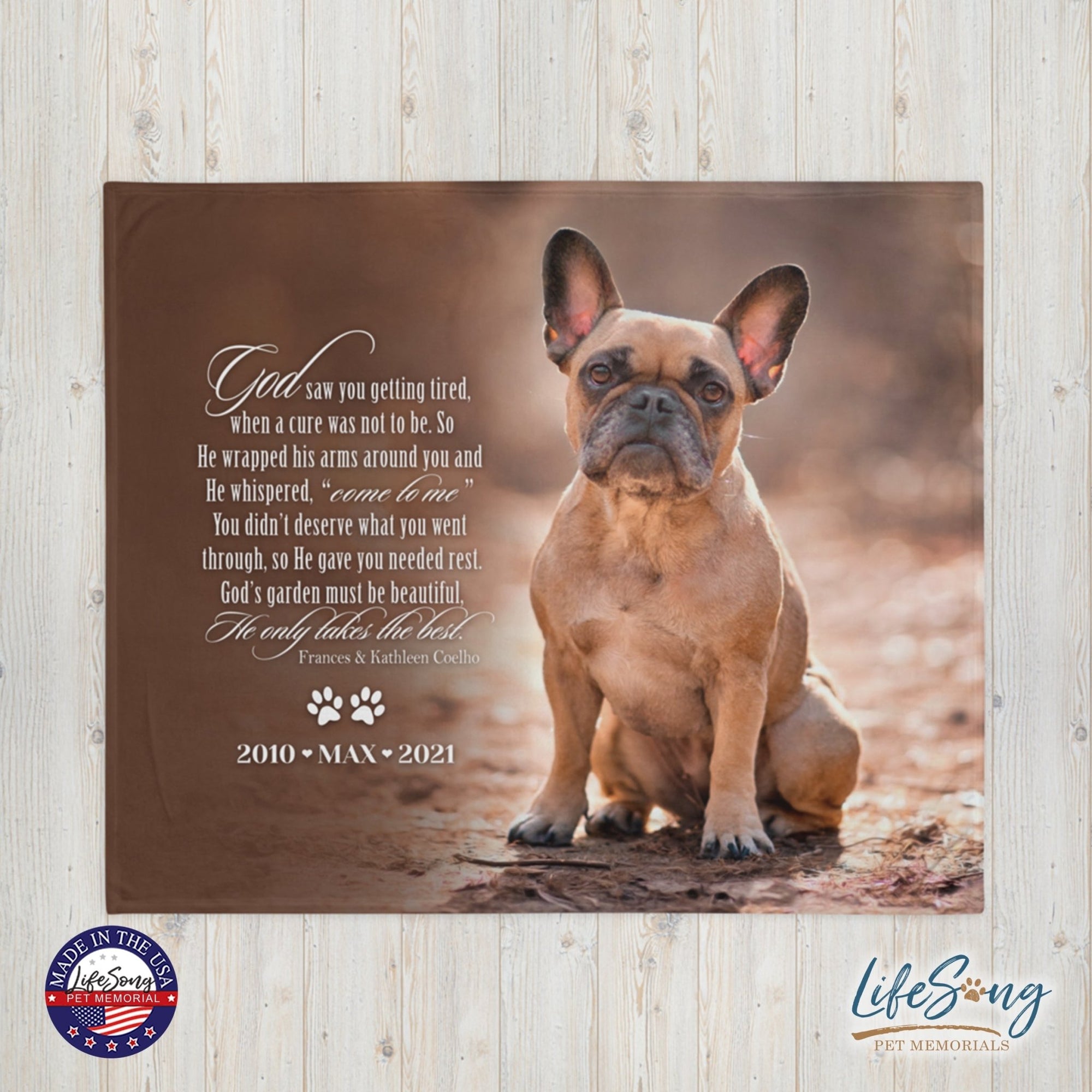 Personalized Pet Memorial Printed Throw Blanket - God Saw You Getting Tired - LifeSong Milestones