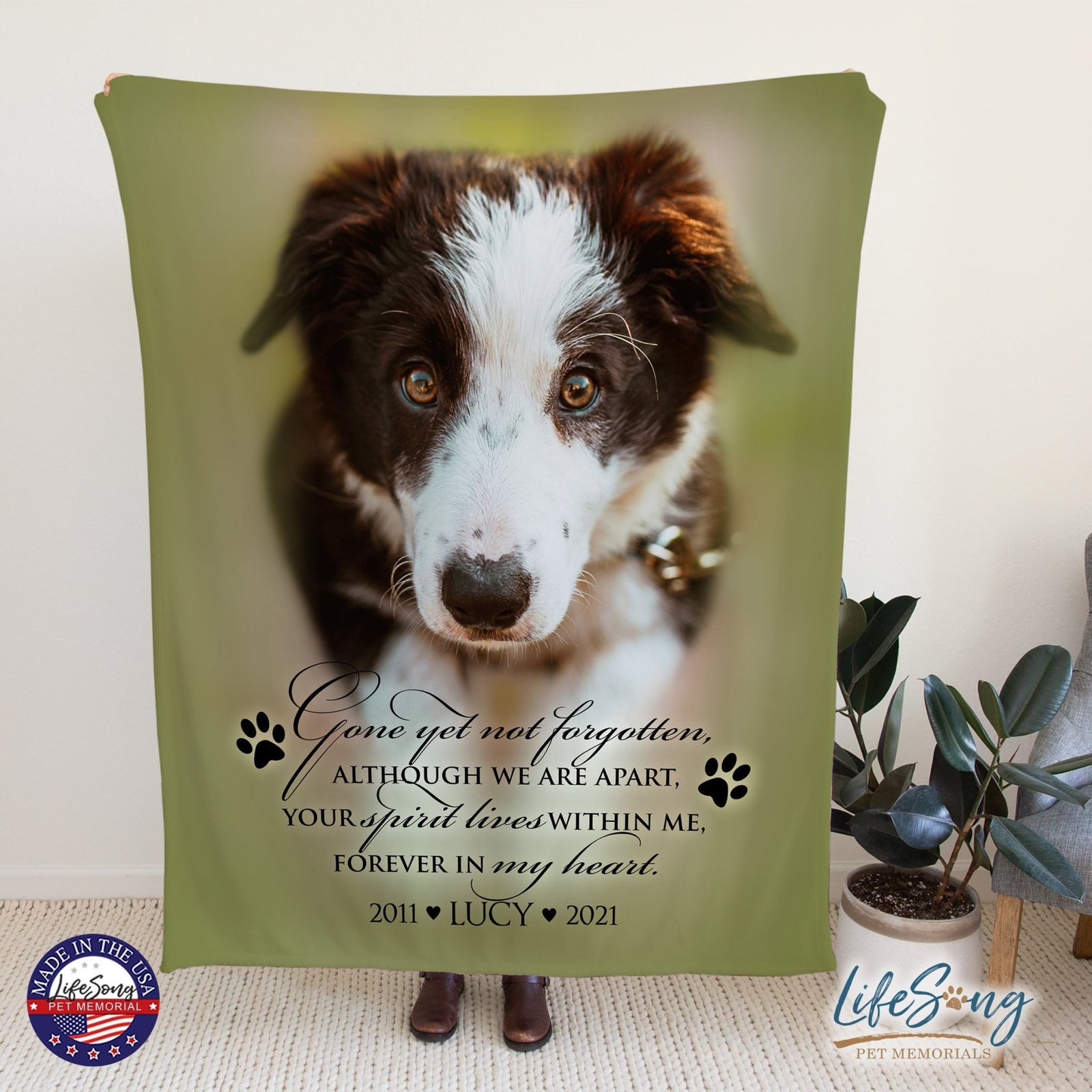 Personalized Pet Memorial Printed Throw Blanket - Gone Yet Not Forgotten - LifeSong Milestones