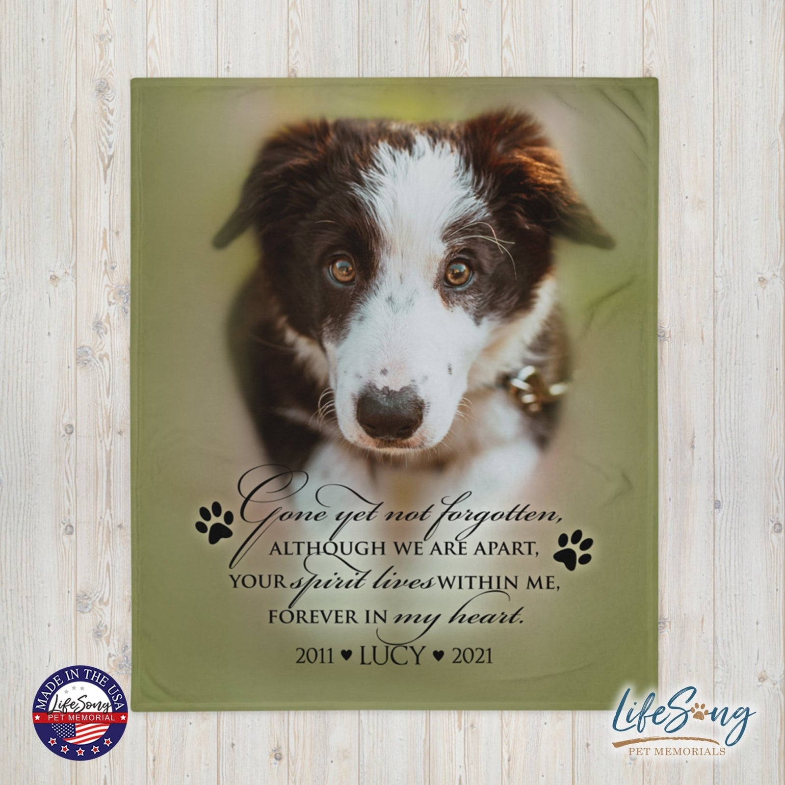 Personalized Pet Memorial Printed Throw Blanket - Gone Yet Not Forgotten - LifeSong Milestones
