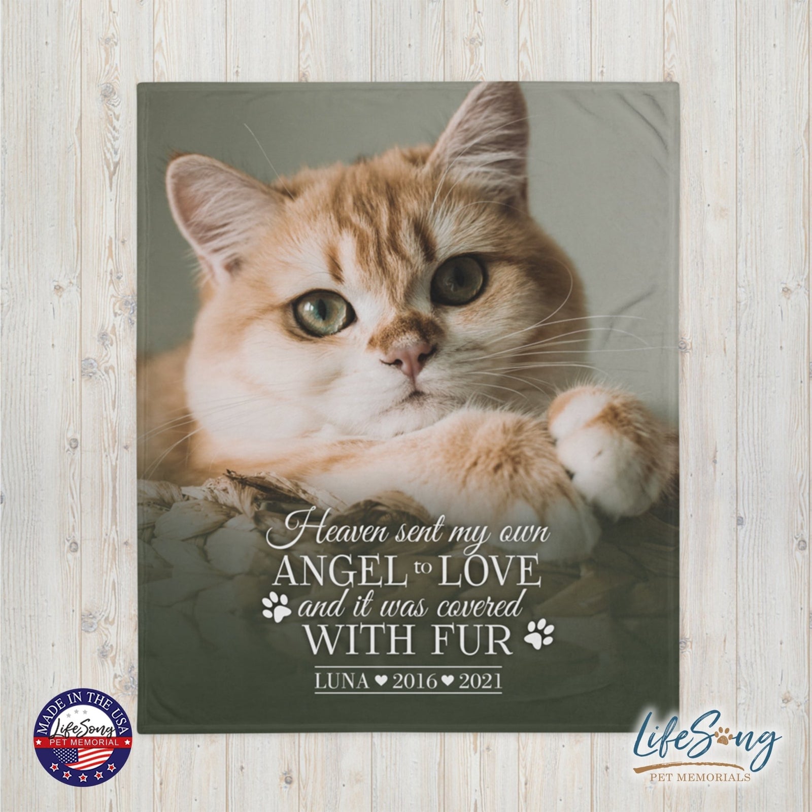 Personalized Pet Memorial Printed Throw Blanket - Heaven Sent My Own Angel - LifeSong Milestones