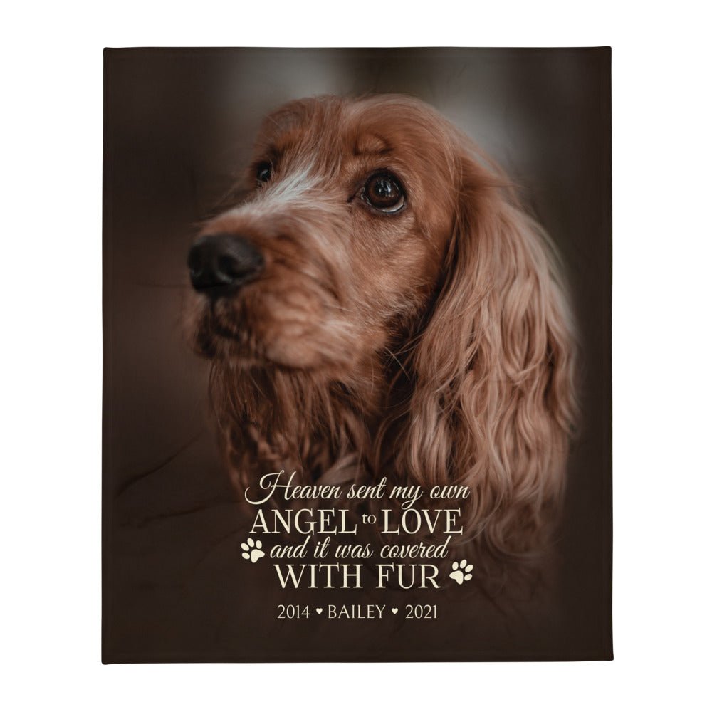 Personalized Pet Memorial Printed Throw Blanket - Heaven Sent My Own Angel - LifeSong Milestones