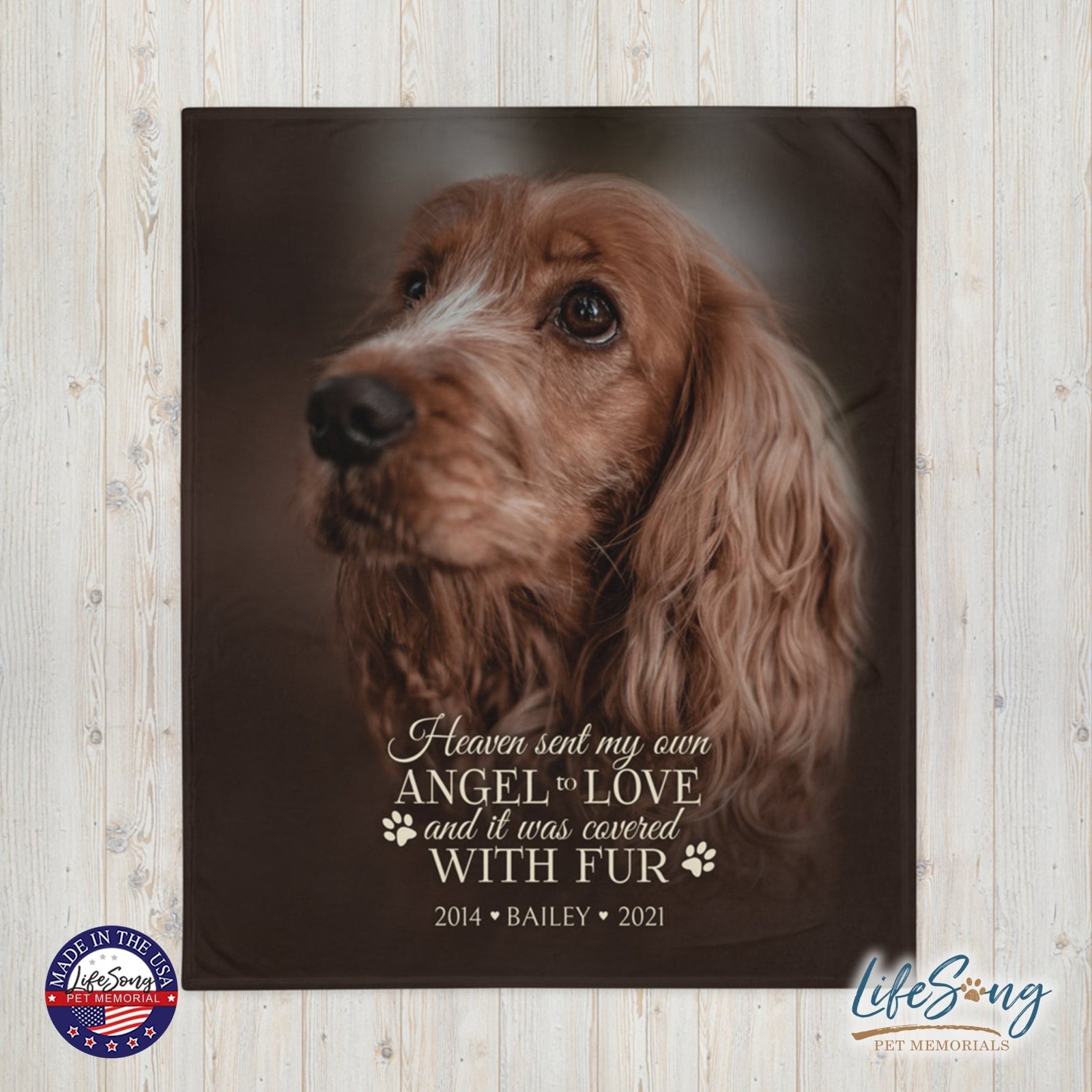 Personalized Pet Memorial Printed Throw Blanket - Heaven Sent My Own Angel - LifeSong Milestones