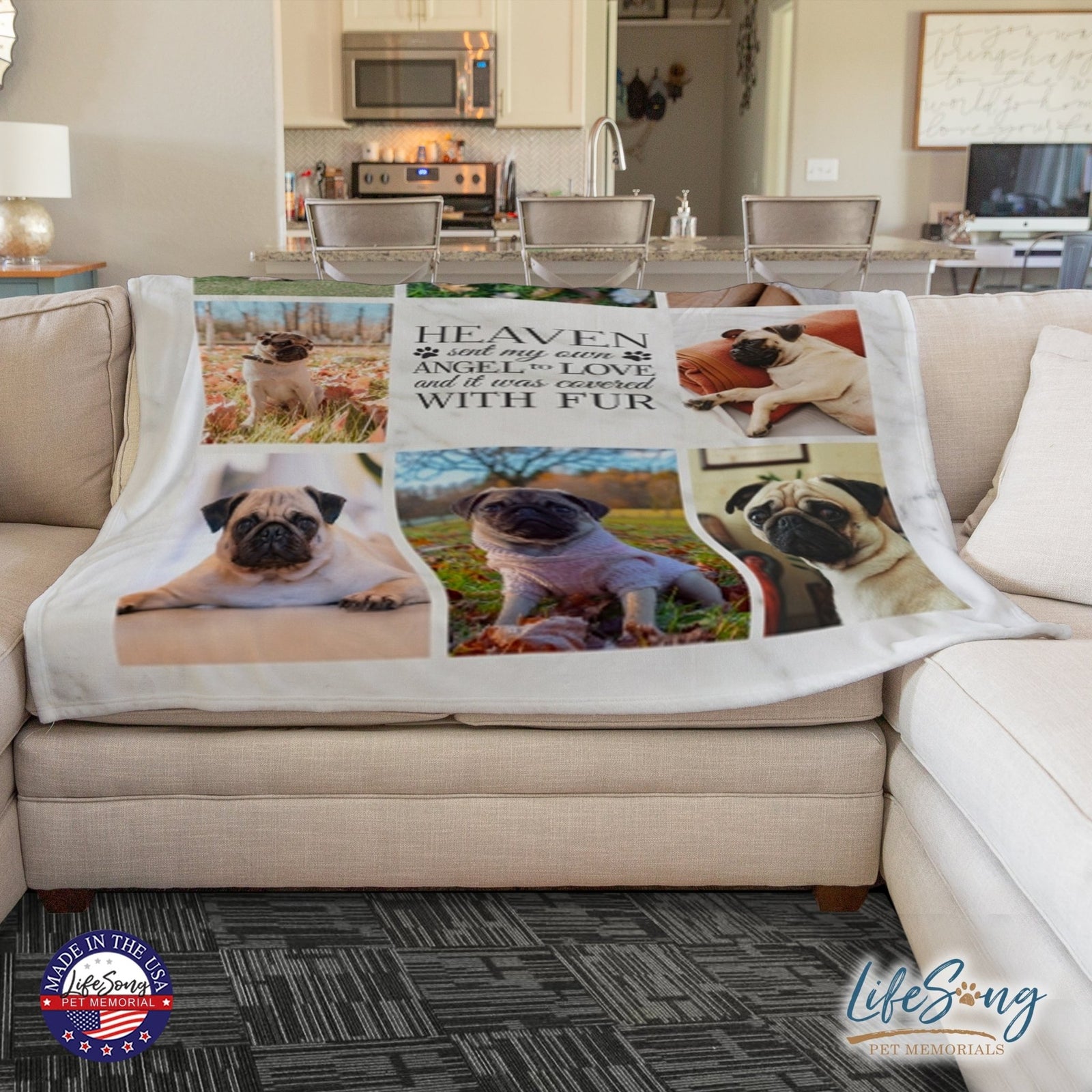 Personalized Pet Memorial Printed Throw Blanket - Heaven Sent My Own Angel - LifeSong Milestones