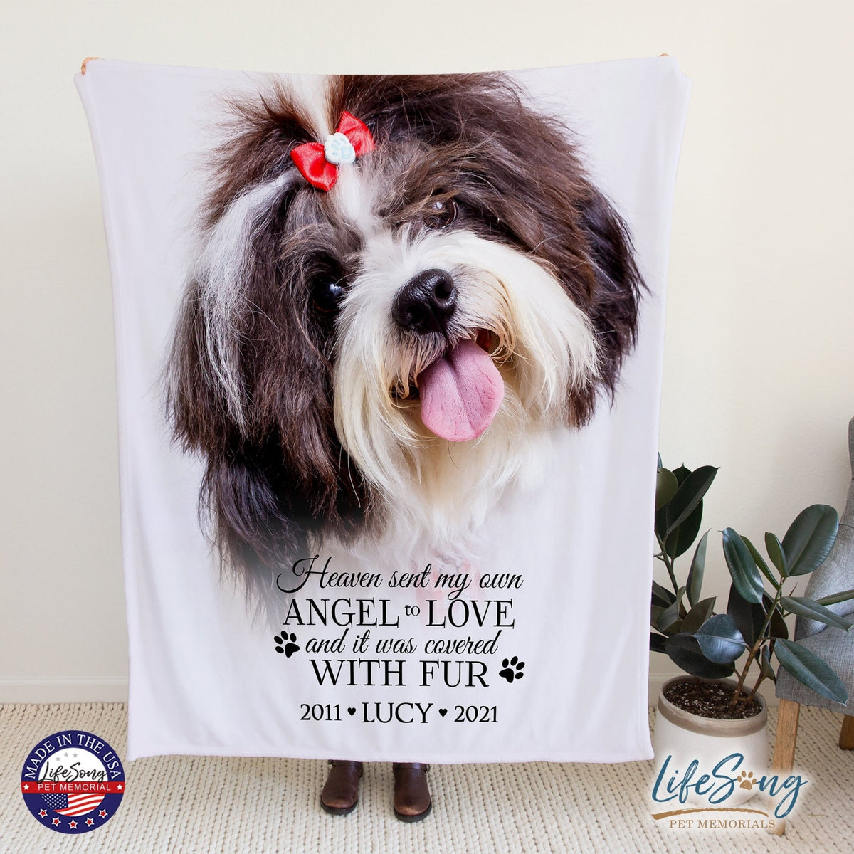 Personalized Pet Memorial Printed Throw Blanket - Heaven Sent My Own Angel - LifeSong Milestones