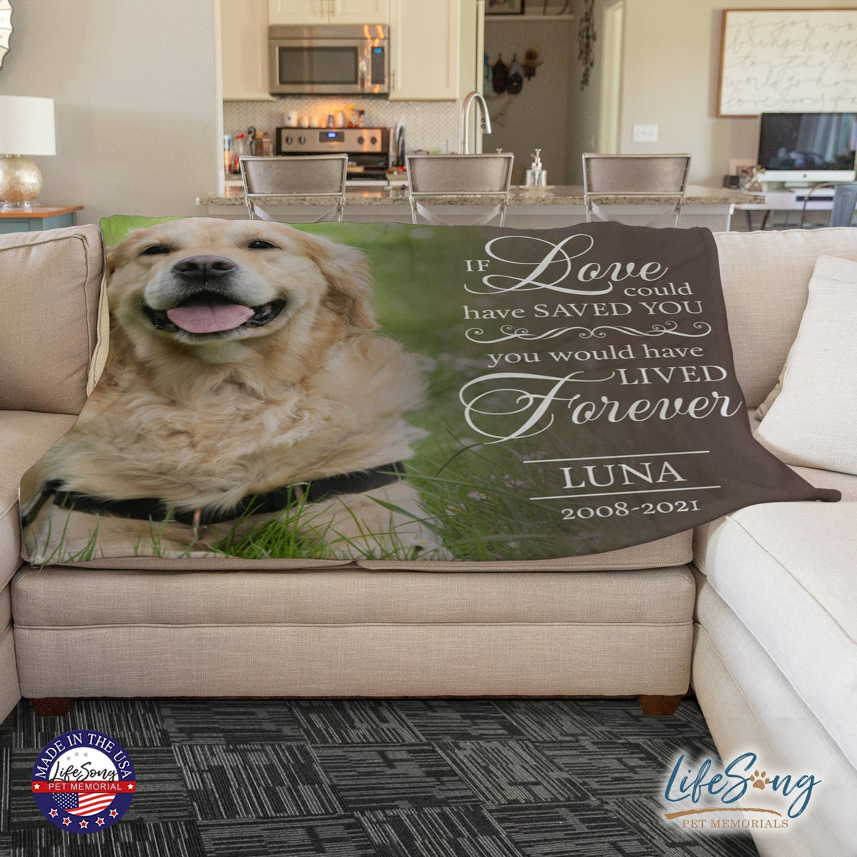 Personalized Pet Memorial Printed Throw Blanket - If Love Could Have Saved You - LifeSong Milestones