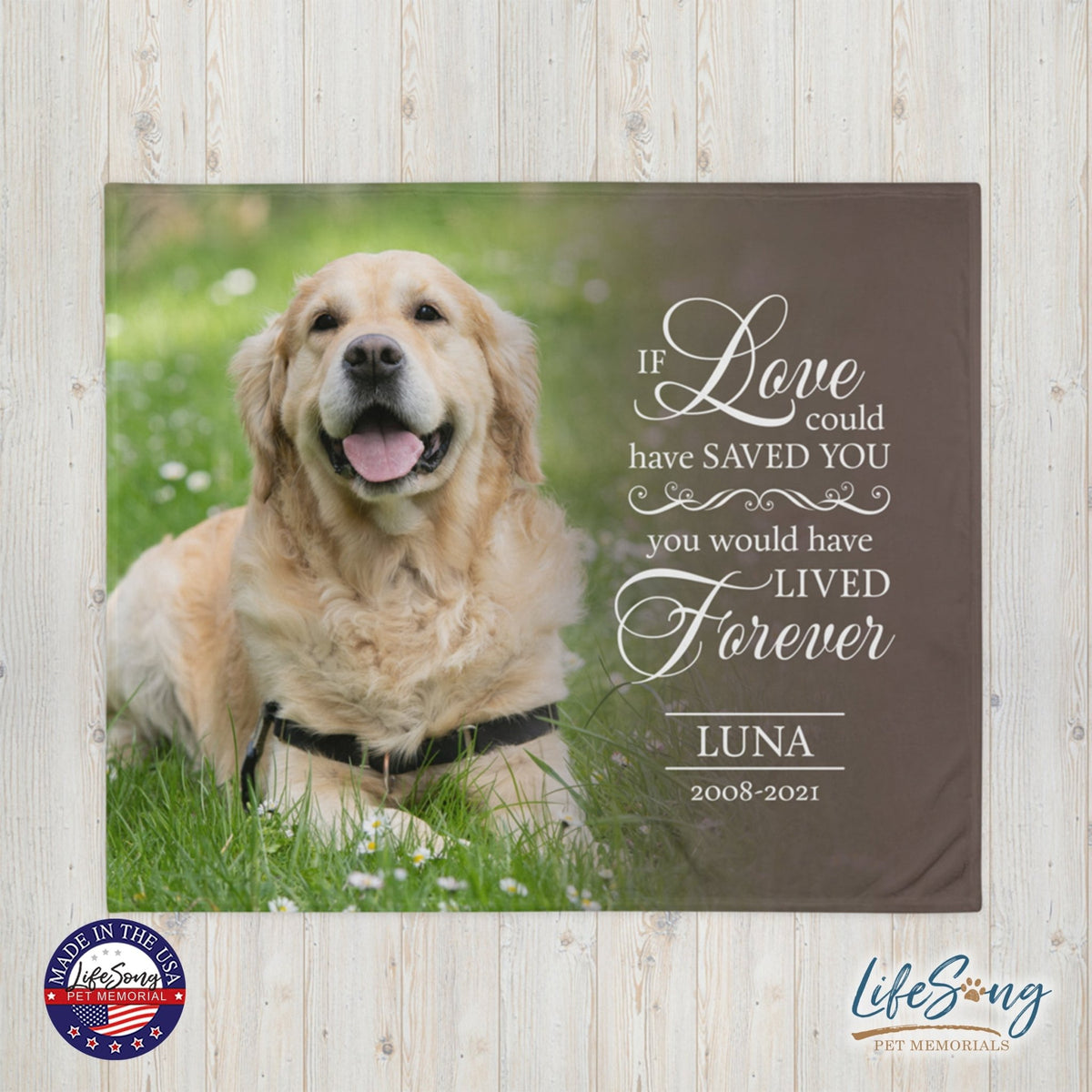 Personalized Pet Memorial Printed Throw Blanket - If Love Could Have Saved You - LifeSong Milestones