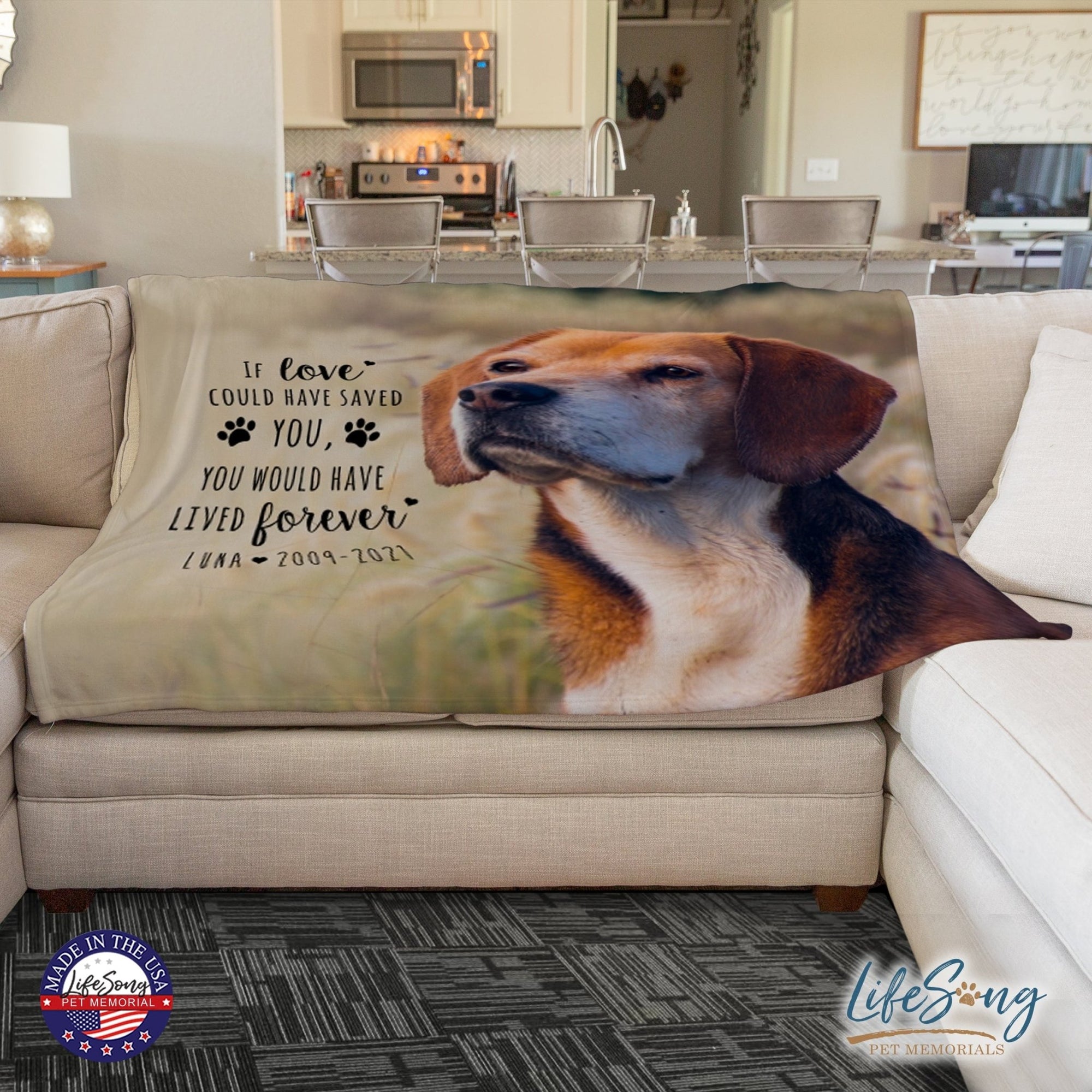 Personalized Pet Memorial Printed Throw Blanket - If Love Could Have Saved You - LifeSong Milestones