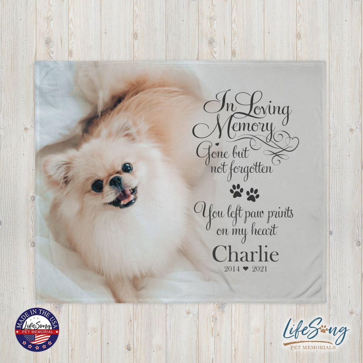 Personalized Pet Memorial Printed Throw Blanket - In Loving Memory - LifeSong Milestones