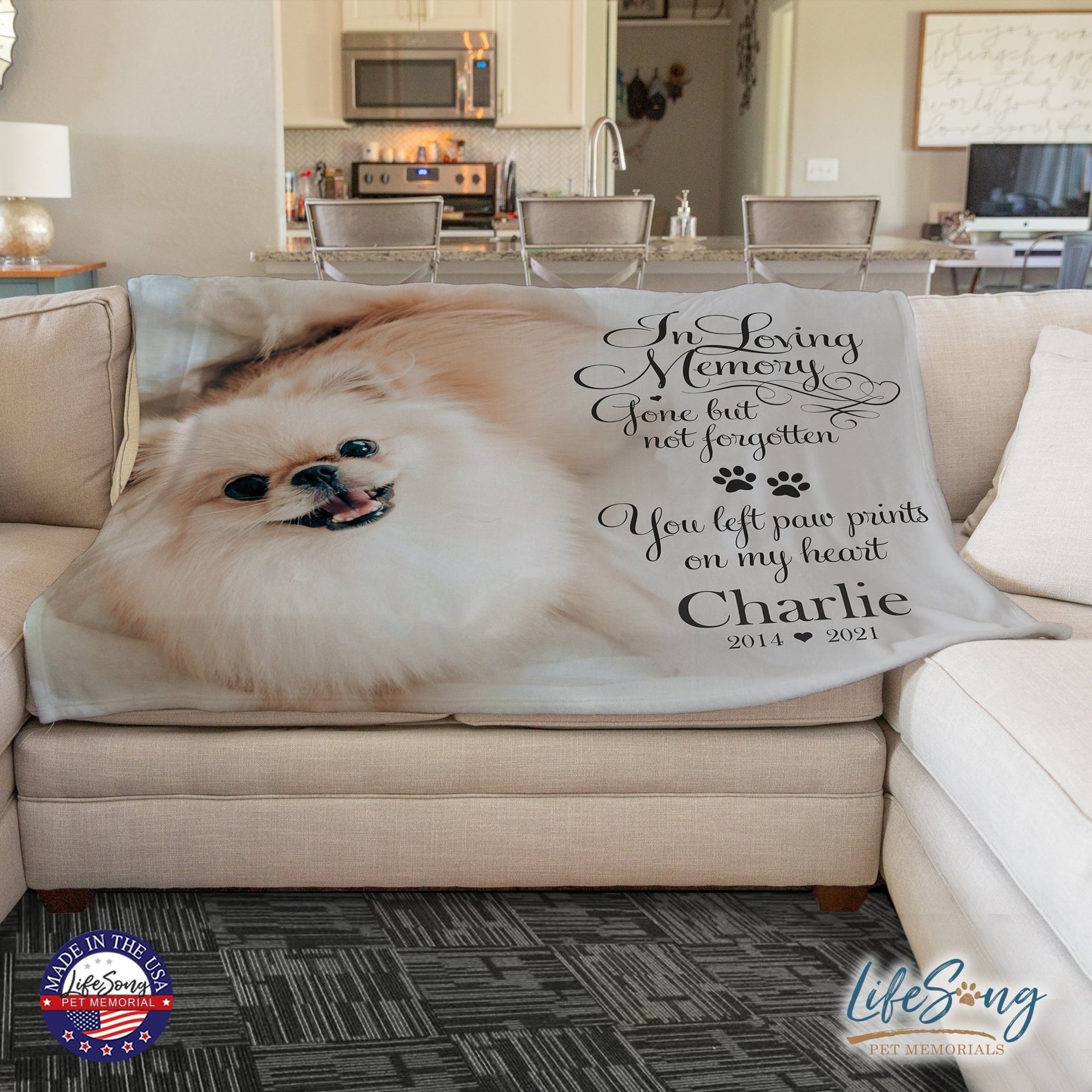 Personalized Pet Memorial Printed Throw Blanket - In Loving Memory - LifeSong Milestones