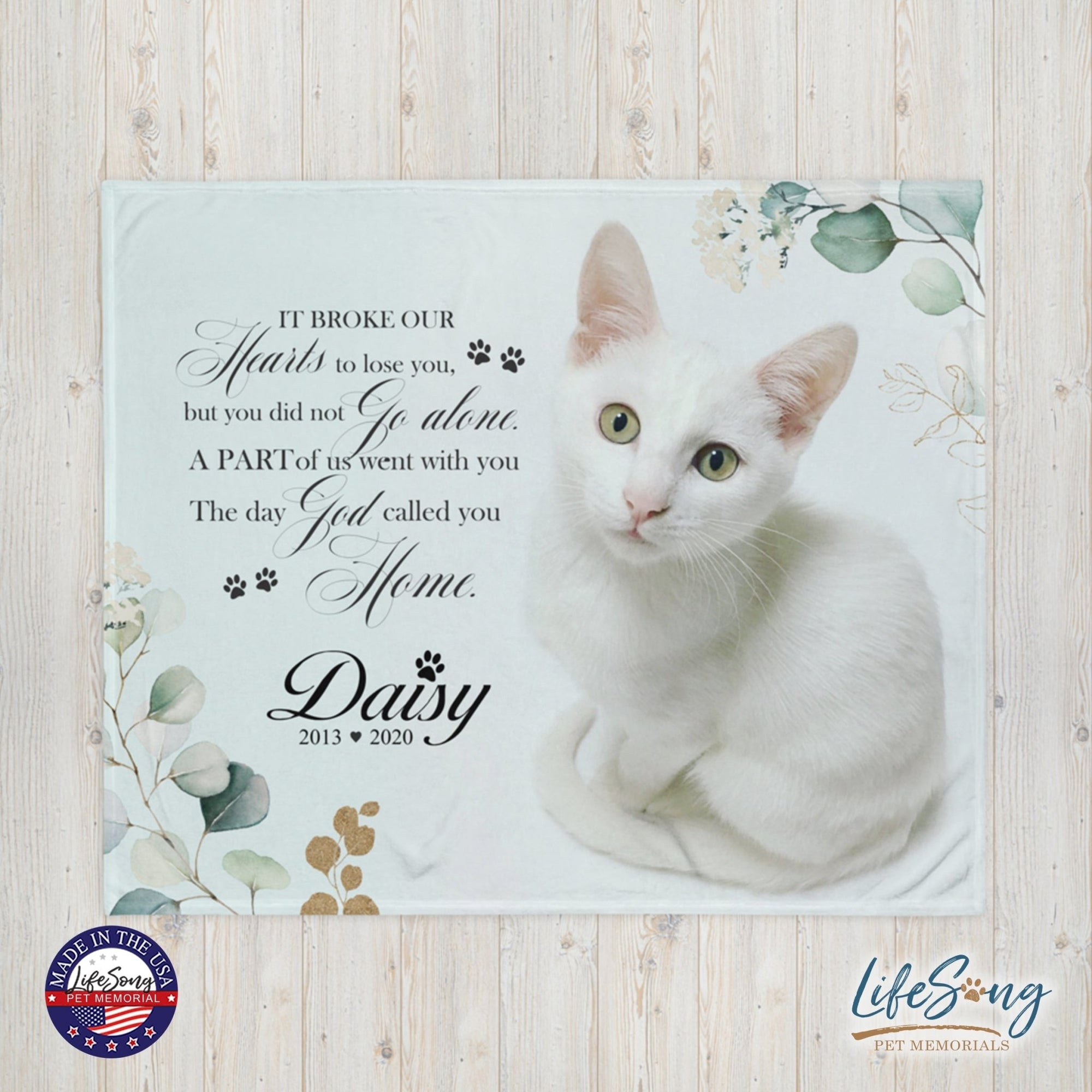 Personalized Pet Memorial Printed Throw Blanket - It Broke Our Hearts To Lose You - LifeSong Milestones