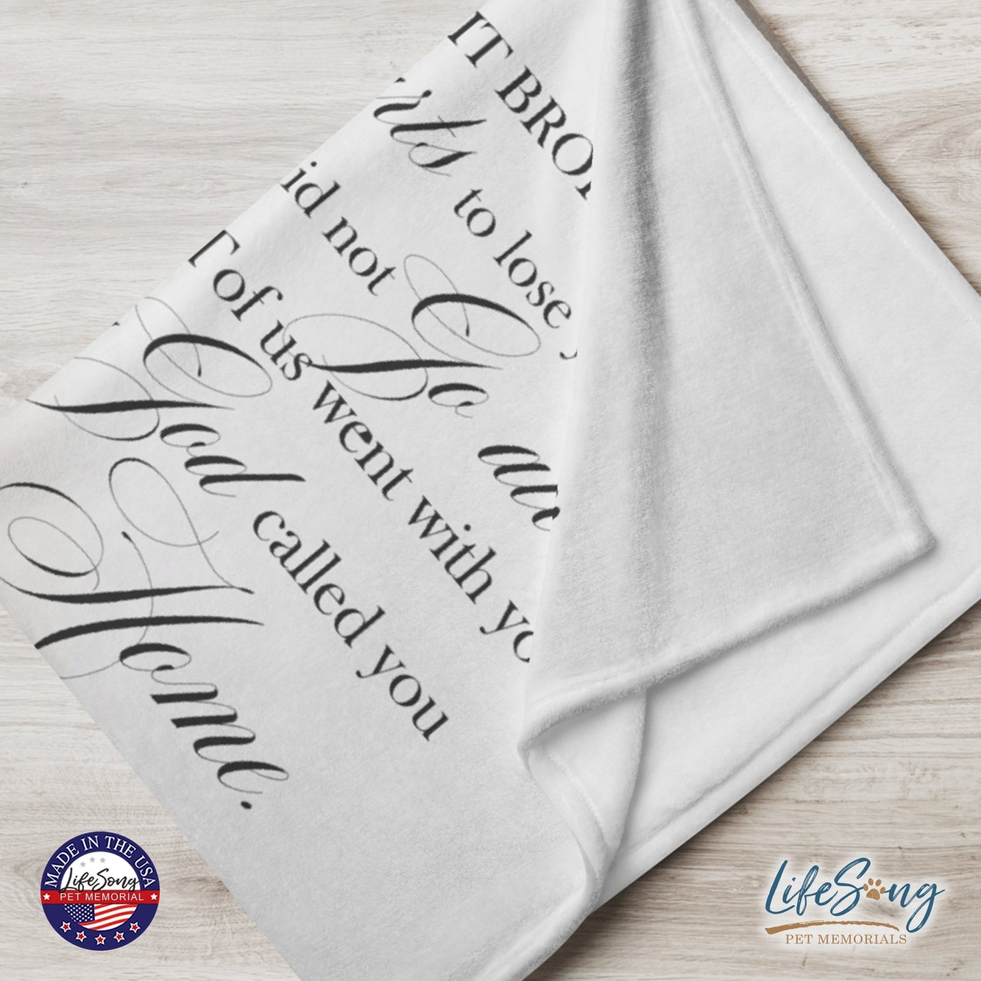 Personalized Pet Memorial Printed Throw Blanket - It Broke Our Hearts To Lose You - LifeSong Milestones