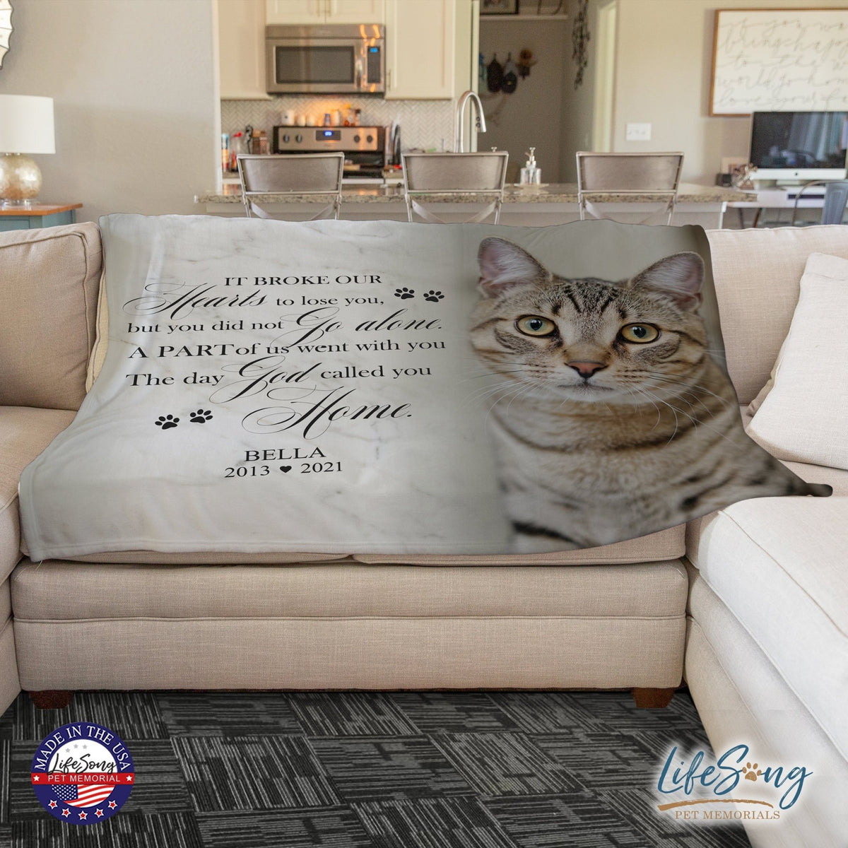 Personalized Pet Memorial Printed Throw Blanket - It Broke Our Hearts To Lose You - LifeSong Milestones