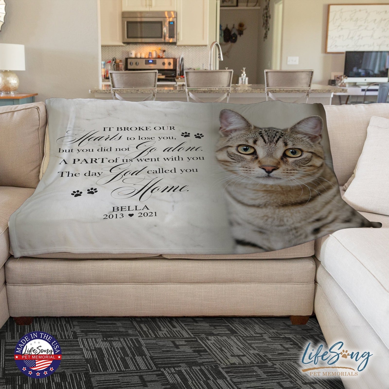 Personalized Pet Memorial Printed Throw Blanket - It Broke Our Hearts To Lose You - LifeSong Milestones